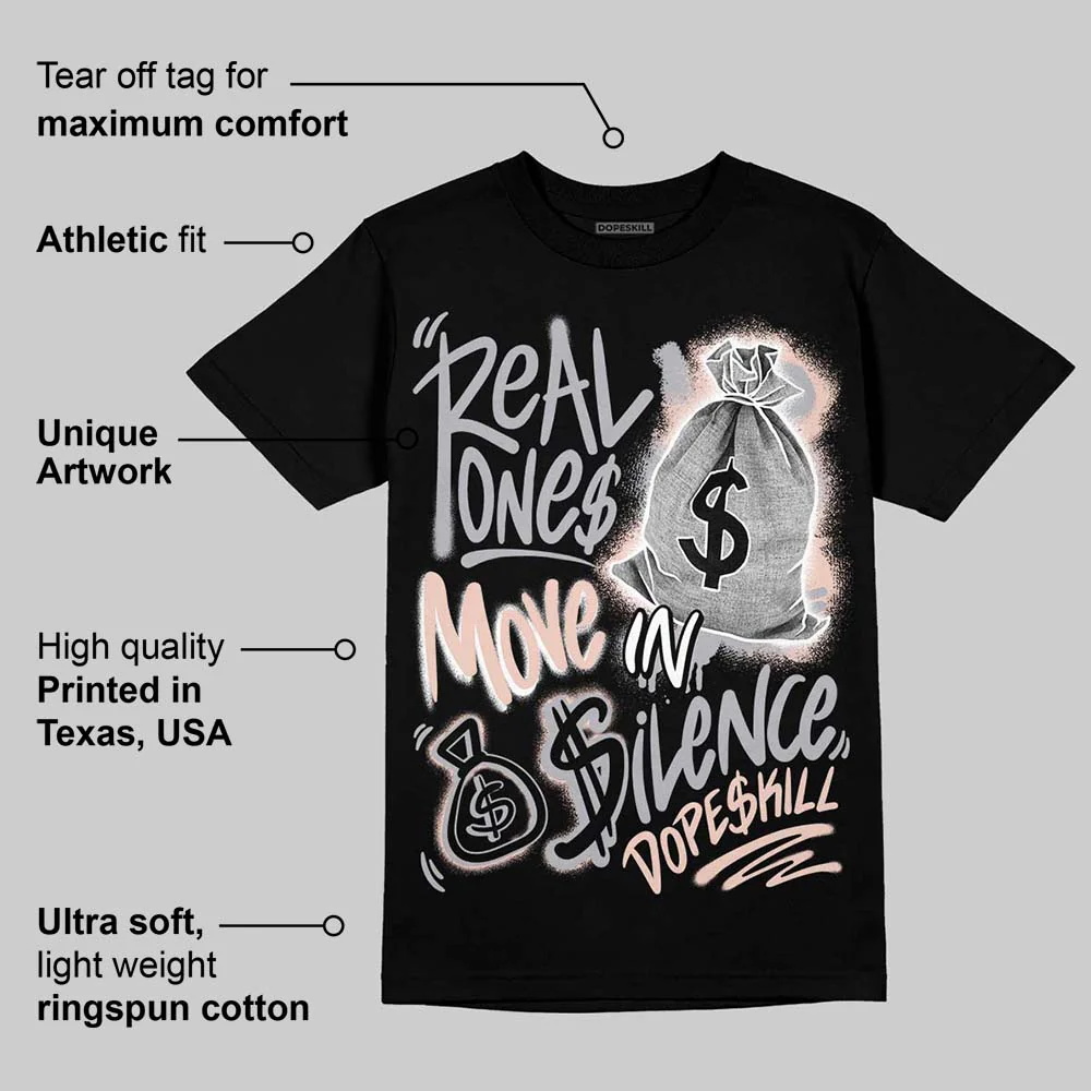 1130 Oyster Grey DopeSkill T-Shirt Real Ones Move In Silence Graphic - Image 3