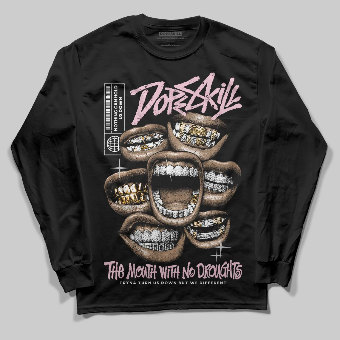 35th Anniversary 5s DopeSkill Long Sleeve T-Shirt The Mouth With No Droughts Graphic - Image 2