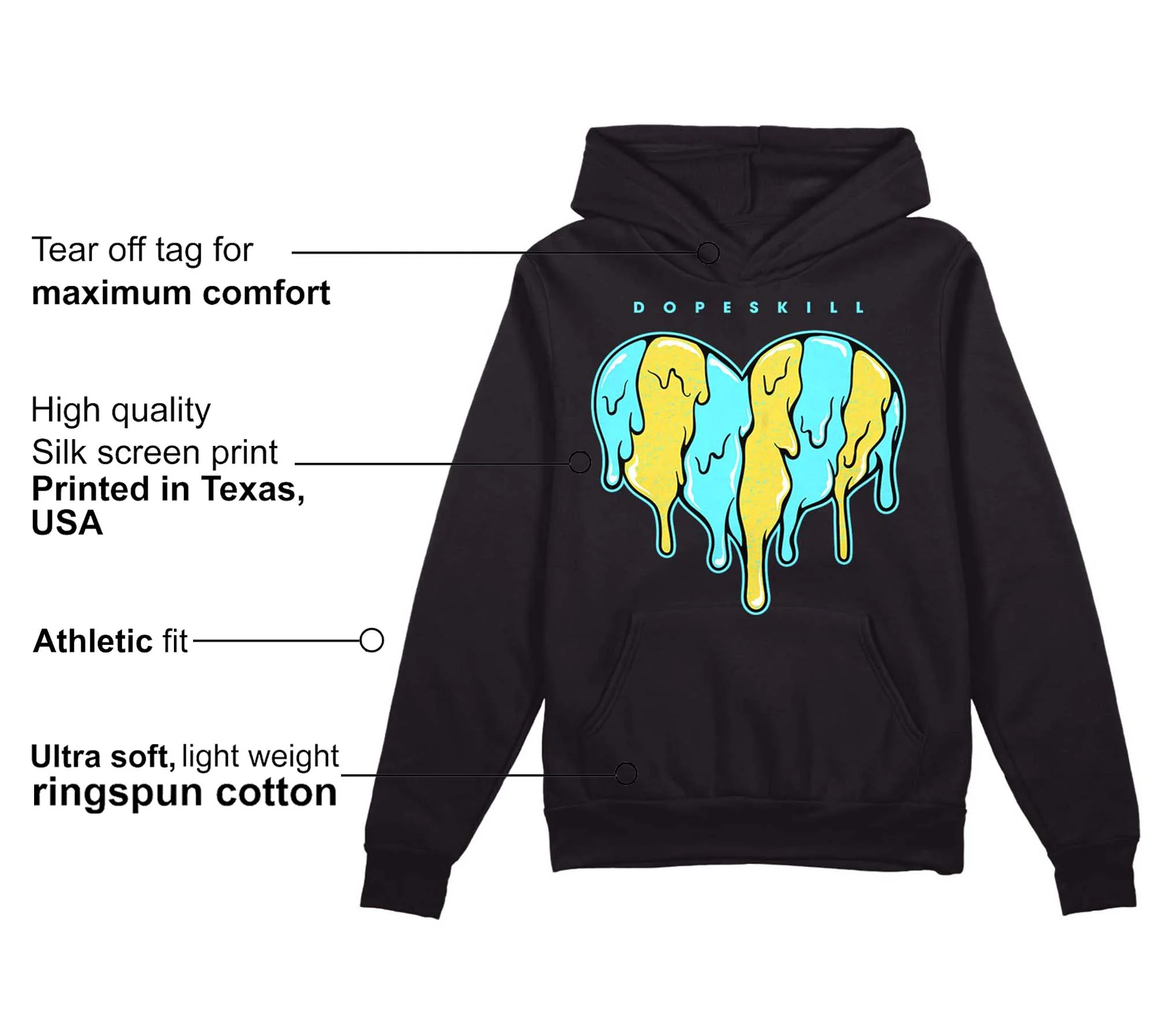Aqua 5s DopeSkill Hoodie Sweatshirt Slime Drip Heart Graphic - Image 3
