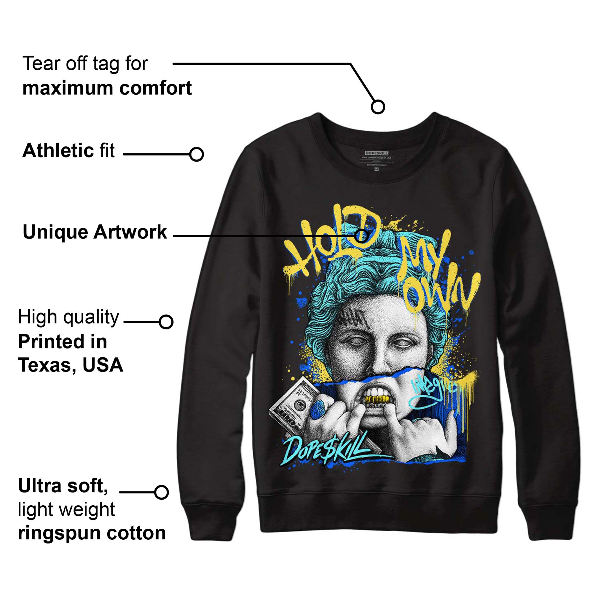 Aqua 5s DopeSkill Sweatshirt Hold My Own Graphic - Image 3