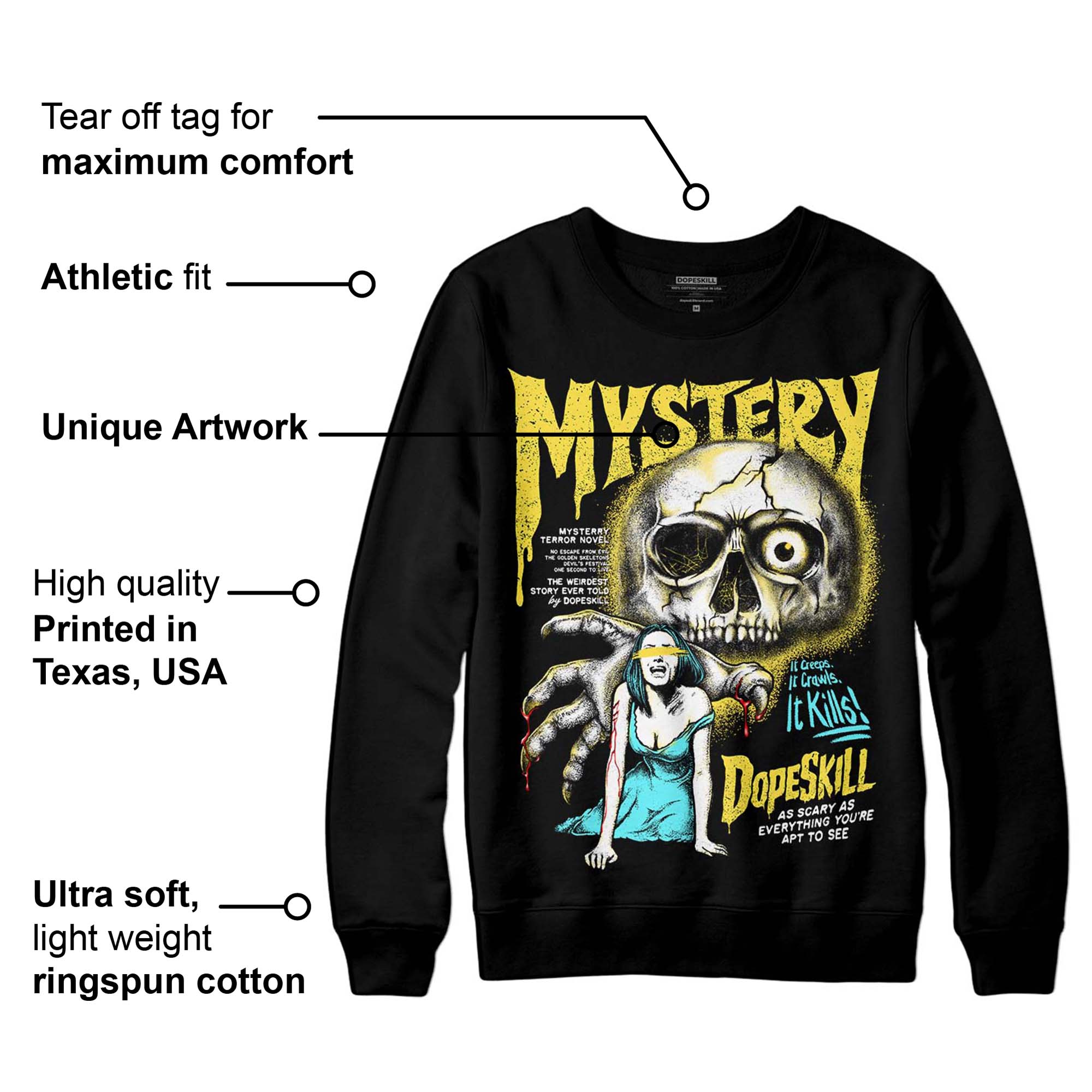 Aqua 5s DopeSkill Sweatshirt Mystery Ghostly Grasp Graphic - Image 3