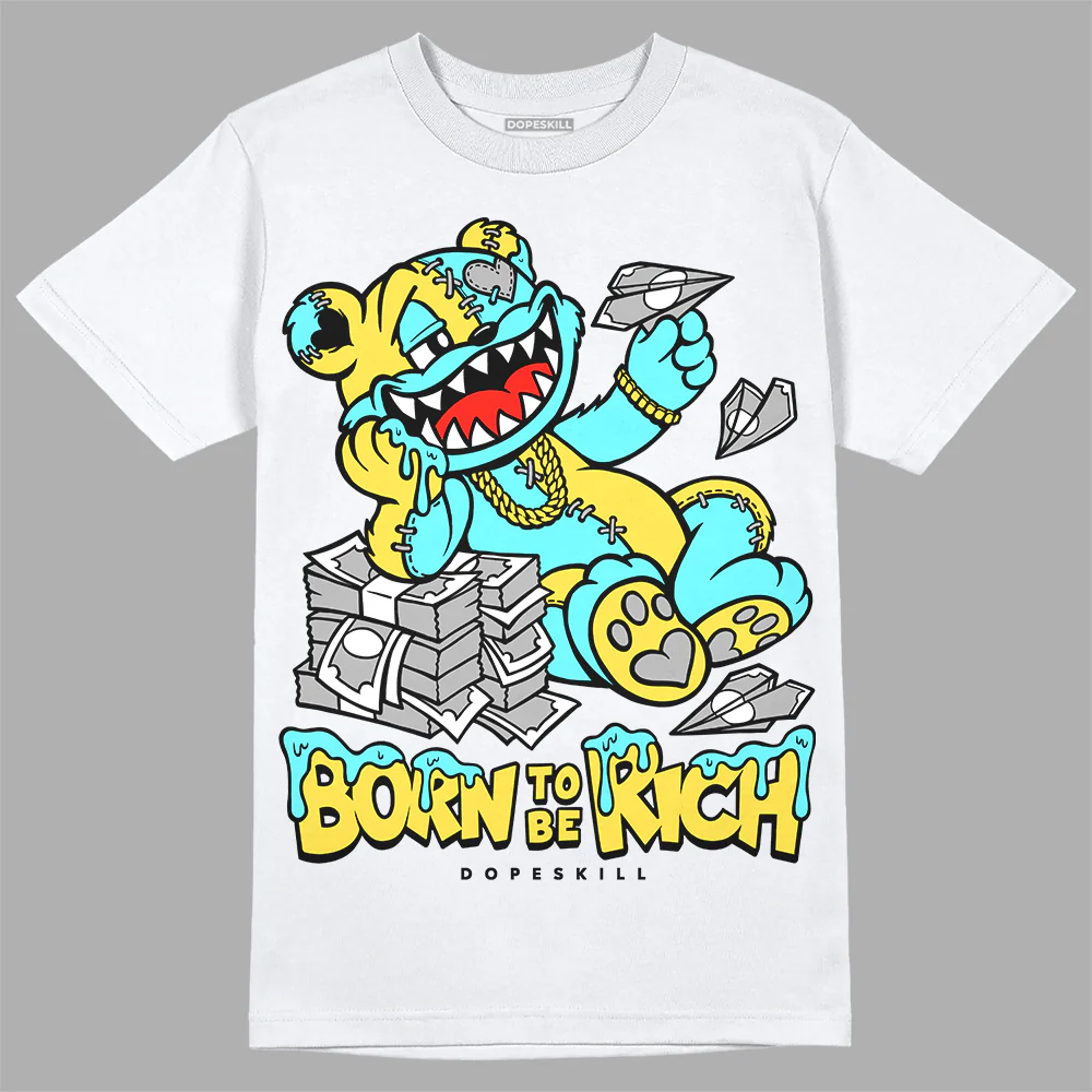 Aqua 5s DopeSkill T-Shirt Born To Be Rich Graphic - Image 2