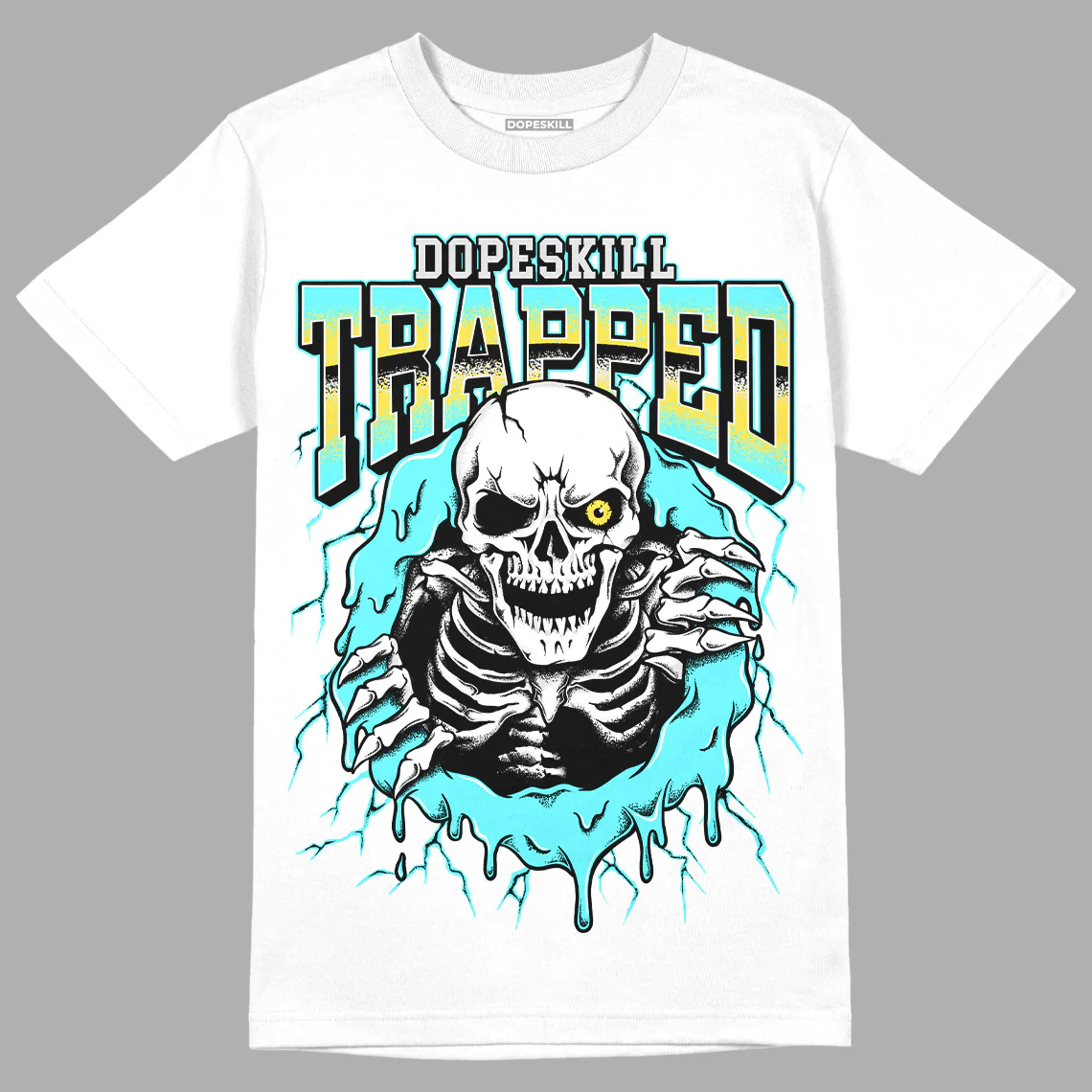 Aqua 5s DopeSkill T-Shirt Trapped Halloween Graphic - Image 2