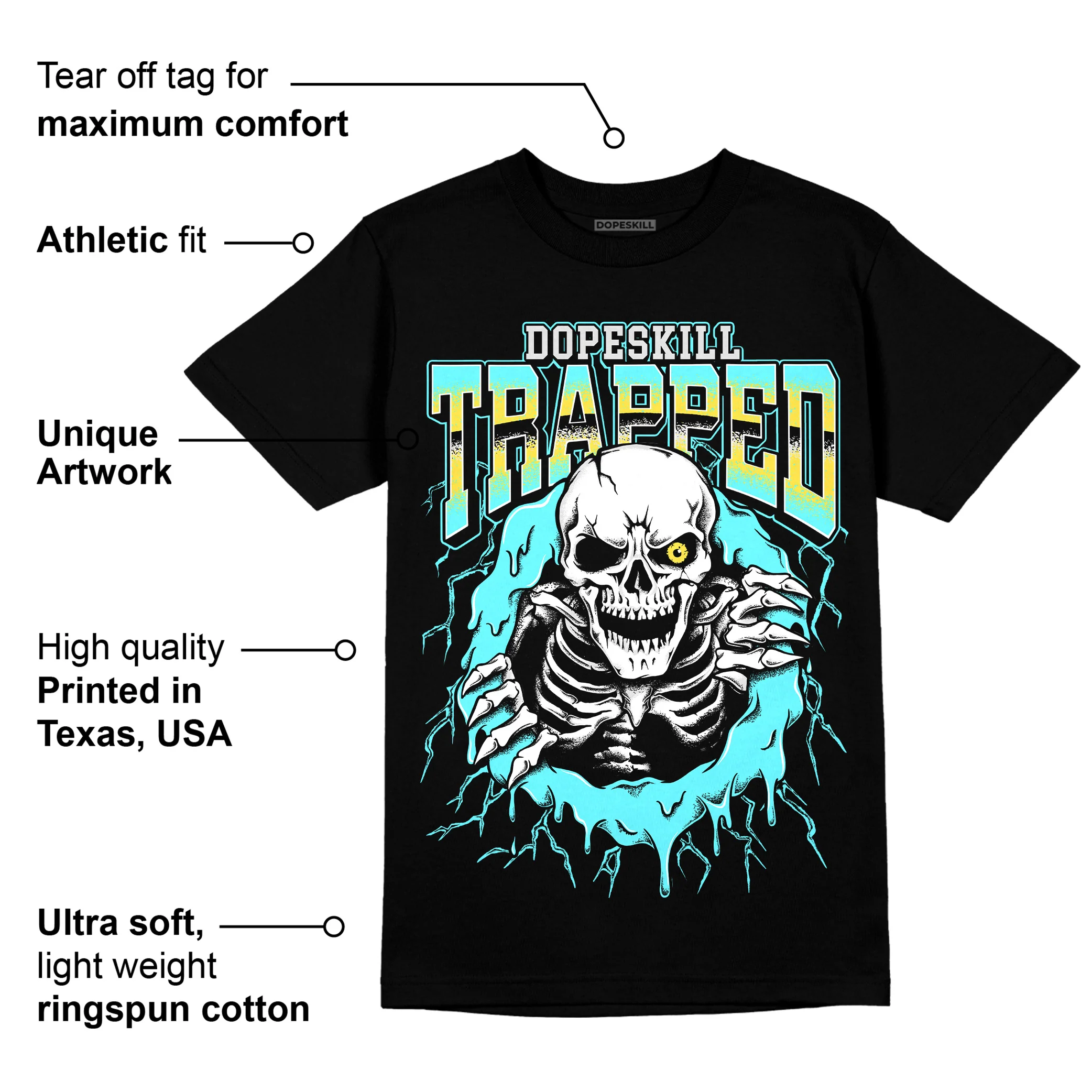 Aqua 5s DopeSkill T-Shirt Trapped Halloween Graphic - Image 3