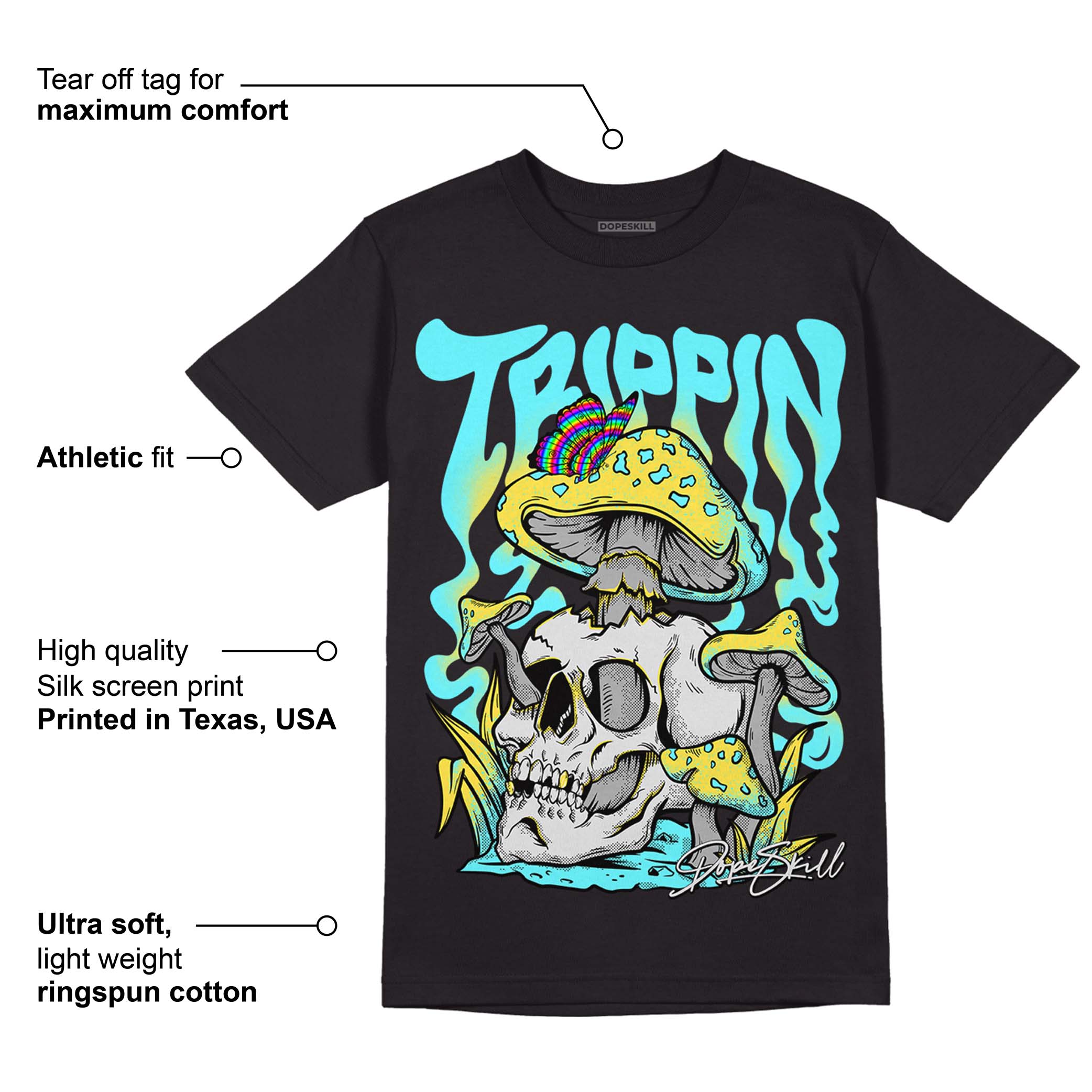 Aqua 5s DopeSkill T-Shirt Trippin Graphic - Image 3