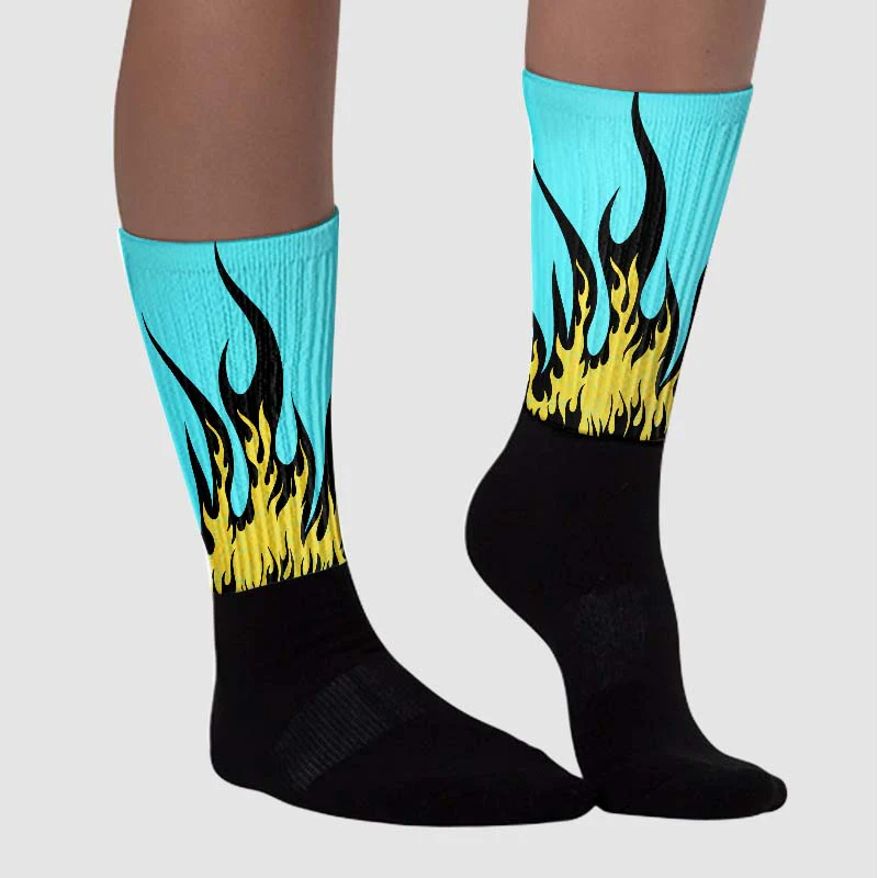 Aqua 5s Sublimated Socks FIRE Graphic - Image 3