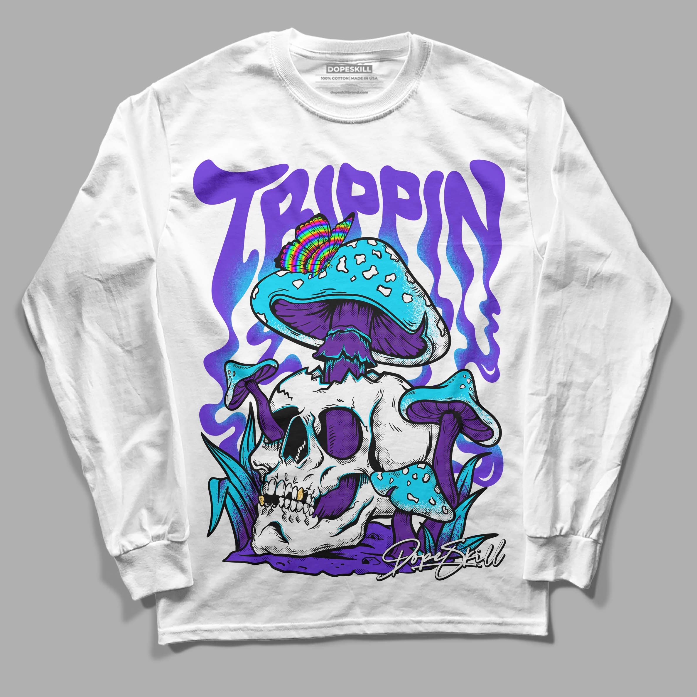 Aqua 6s DopeSkill Long Sleeve T-Shirt Trippin Graphic - Image 2