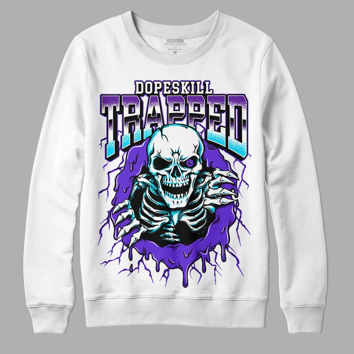 Aqua 6s DopeSkill Sweatshirt Trapped Halloween Graphic - Image 2