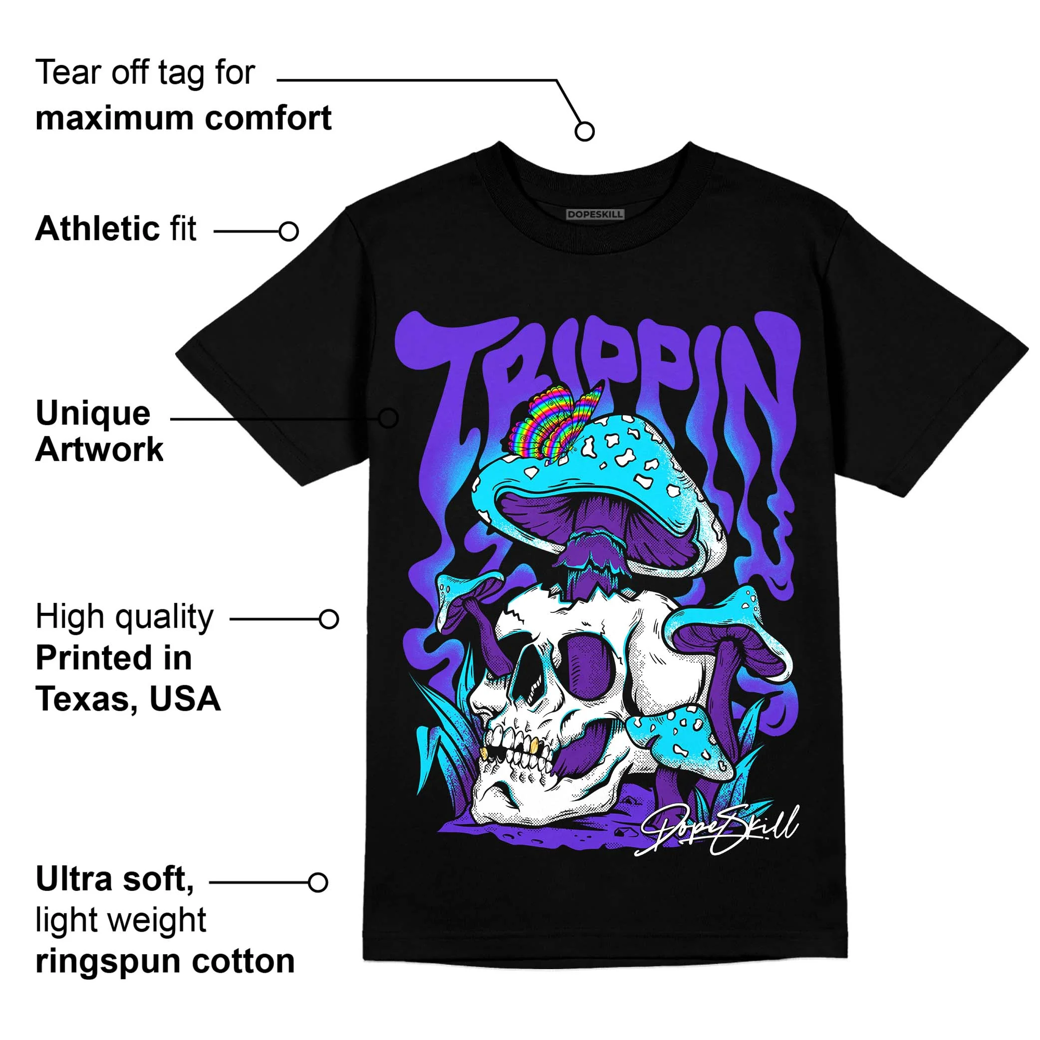 Aqua 6s DopeSkill T-Shirt Trippin Graphic - Image 3