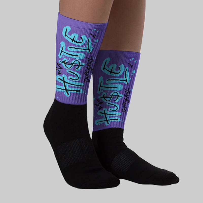 Aqua 8s DopeSkill Sublimated Sock Hustle Graphic - Image 2