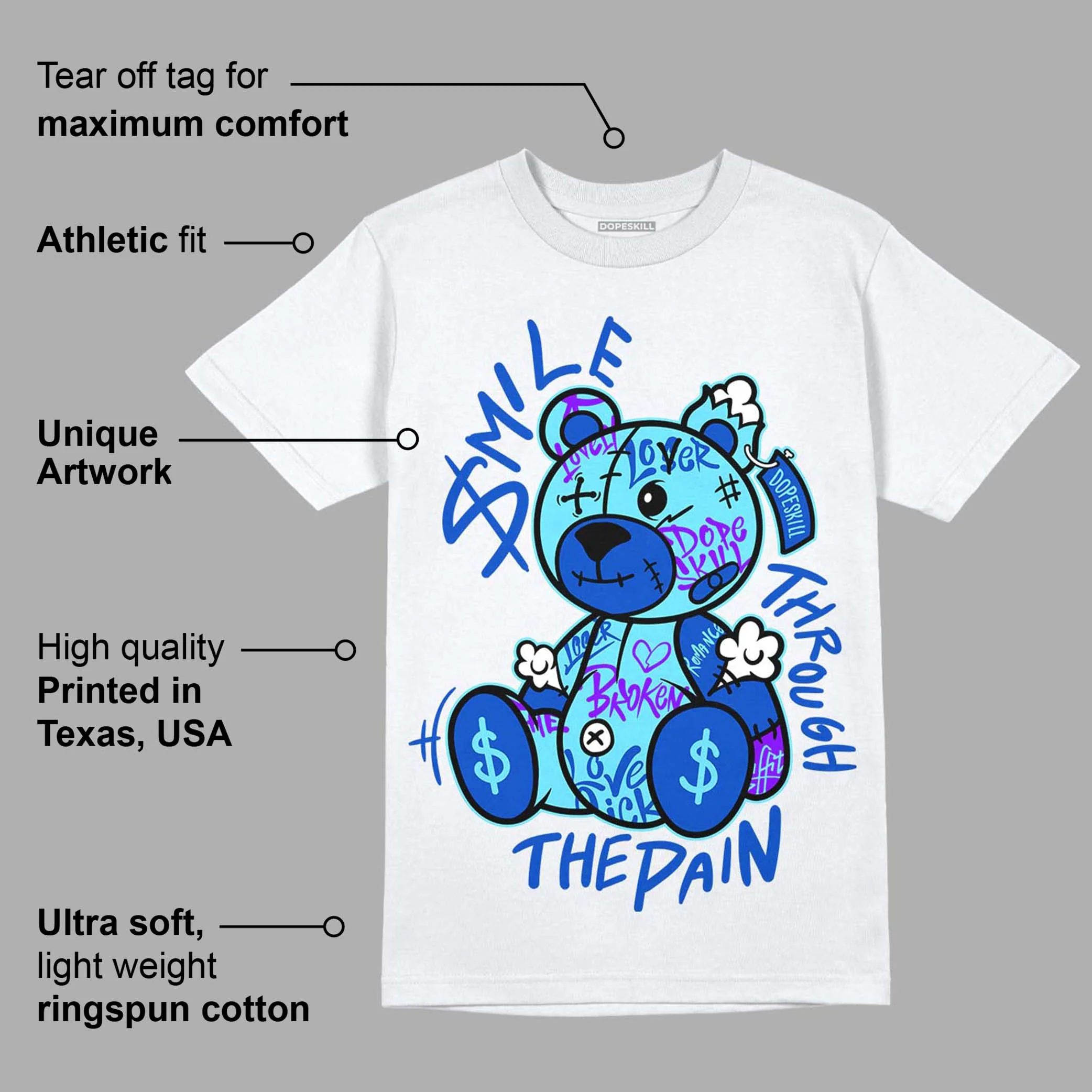 SB Dunk Argon DopeSkill T-Shirt Smile Through The Pain Graphic - Image 3