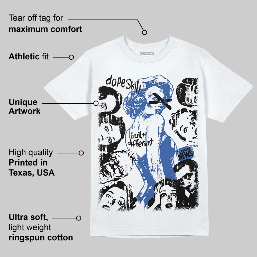 Awake NY x Racer Blue 5s DopeSkill T-Shirt Built Different Graphic - Image 3