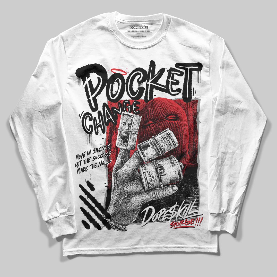 Black and White Collection DopeSkill Long Sleeve T-Shirt Pocket Change Graphic - Image 2