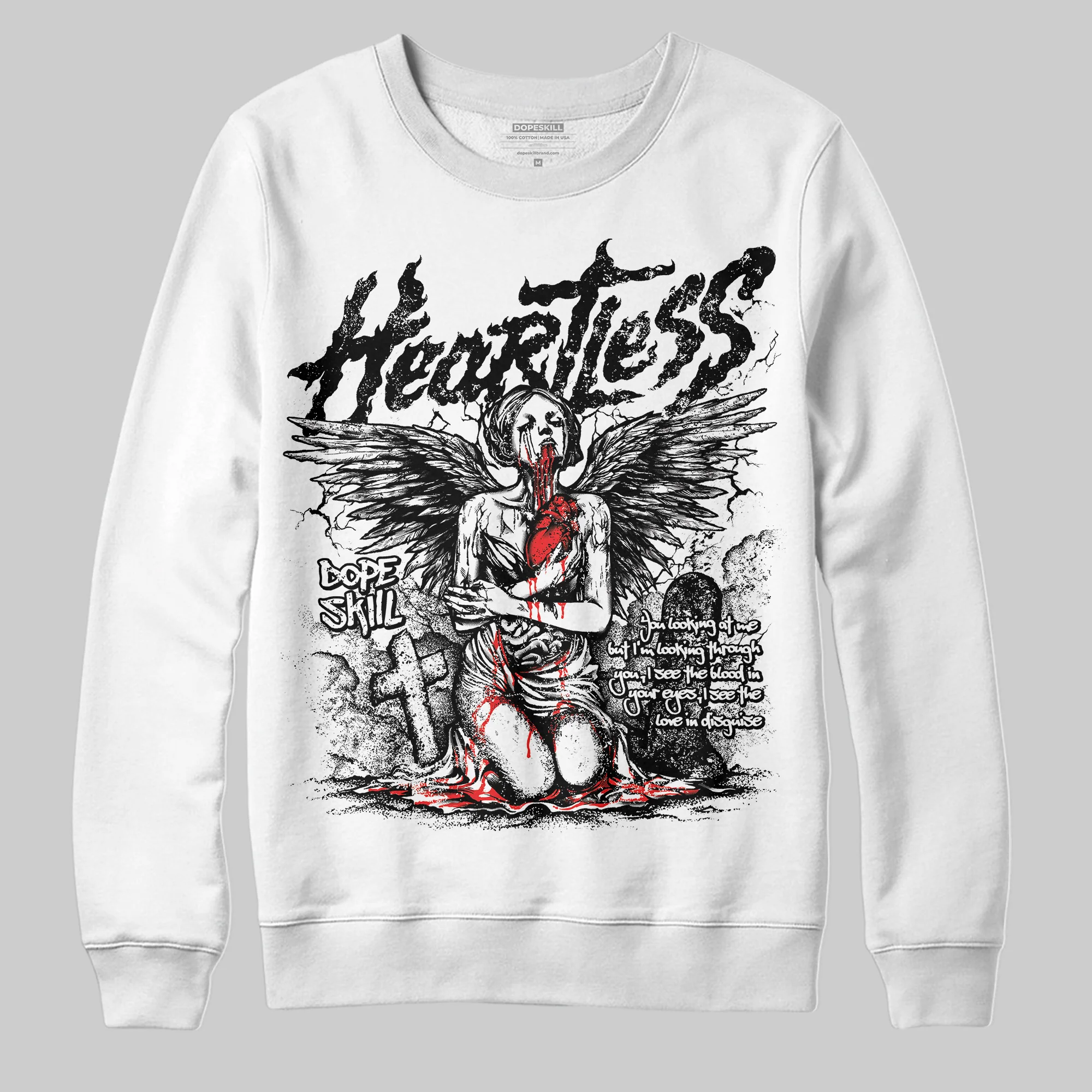 Black and White Collection DopeSkill Sweatshirt Heartless Graphic - Image 2