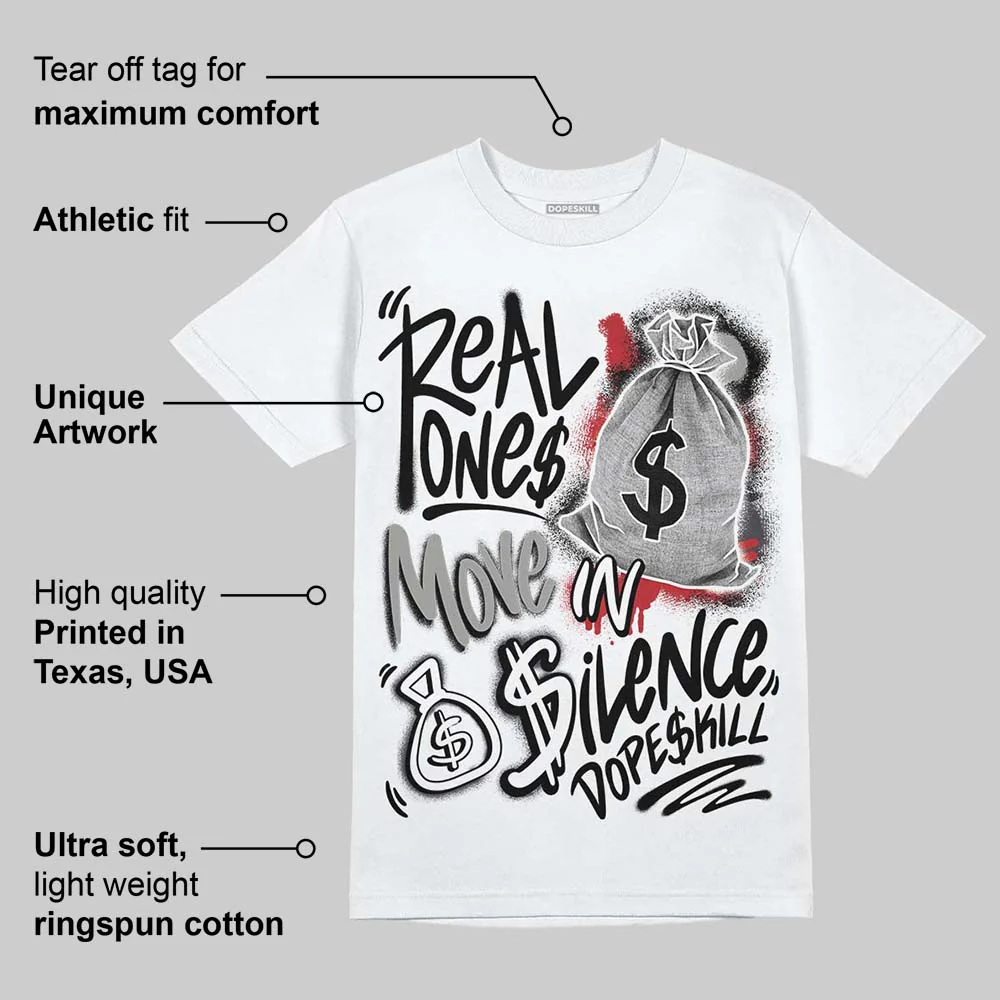 Black Cat 3s DopeSkill T-Shirt Real Ones Move In Silence Graphic - Image 3