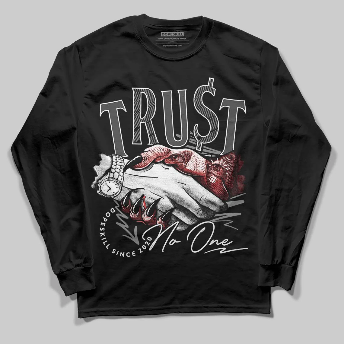 Black Cat 4s DopeSkill Long Sleeve T-Shirt Trust No One Graphic