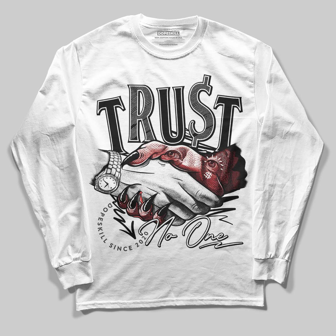 Black Cat 4s DopeSkill Long Sleeve T-Shirt Trust No One Graphic - Image 2
