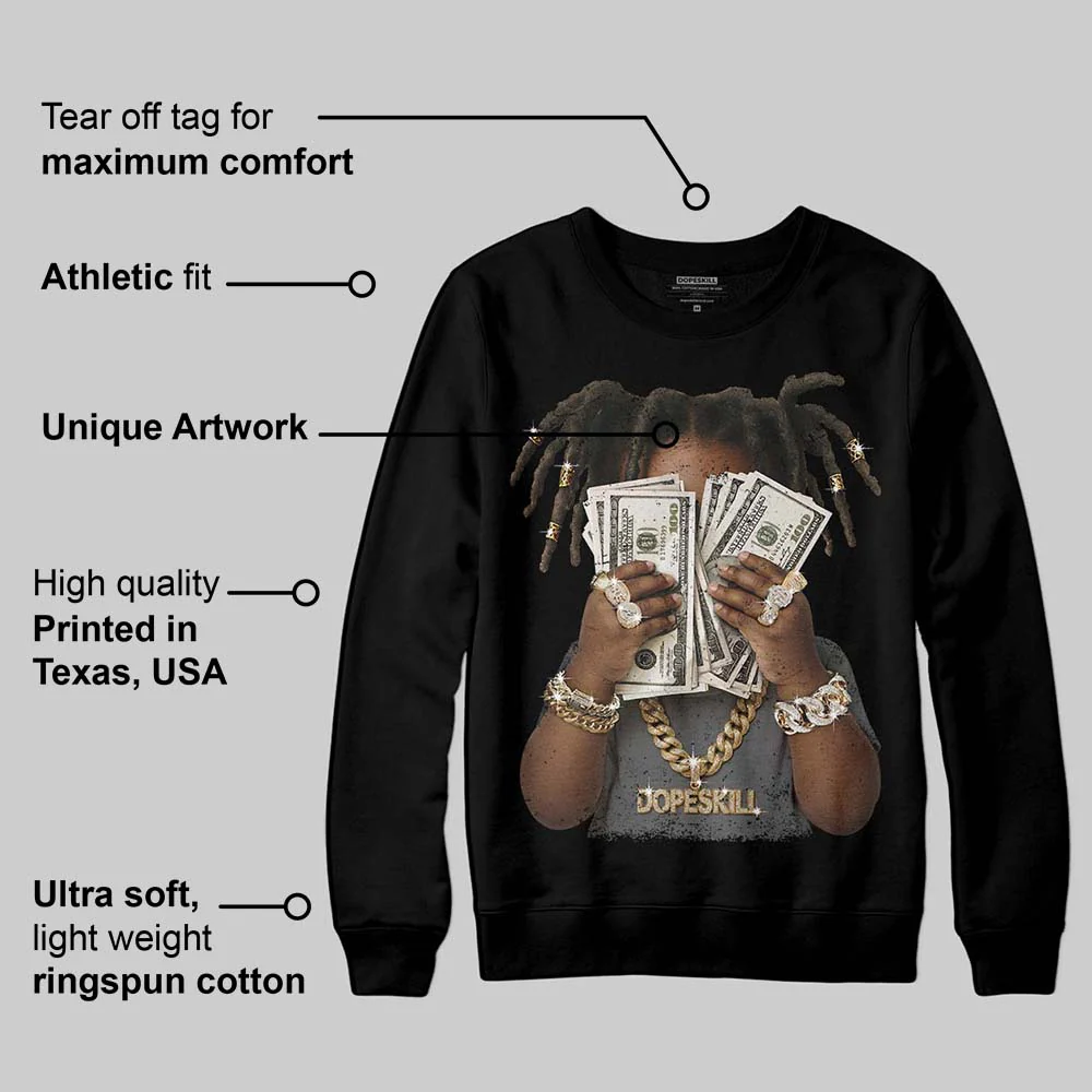 Black Cat 4s DopeSkill Sweatshirt Rich Youth Graphic - Image 3