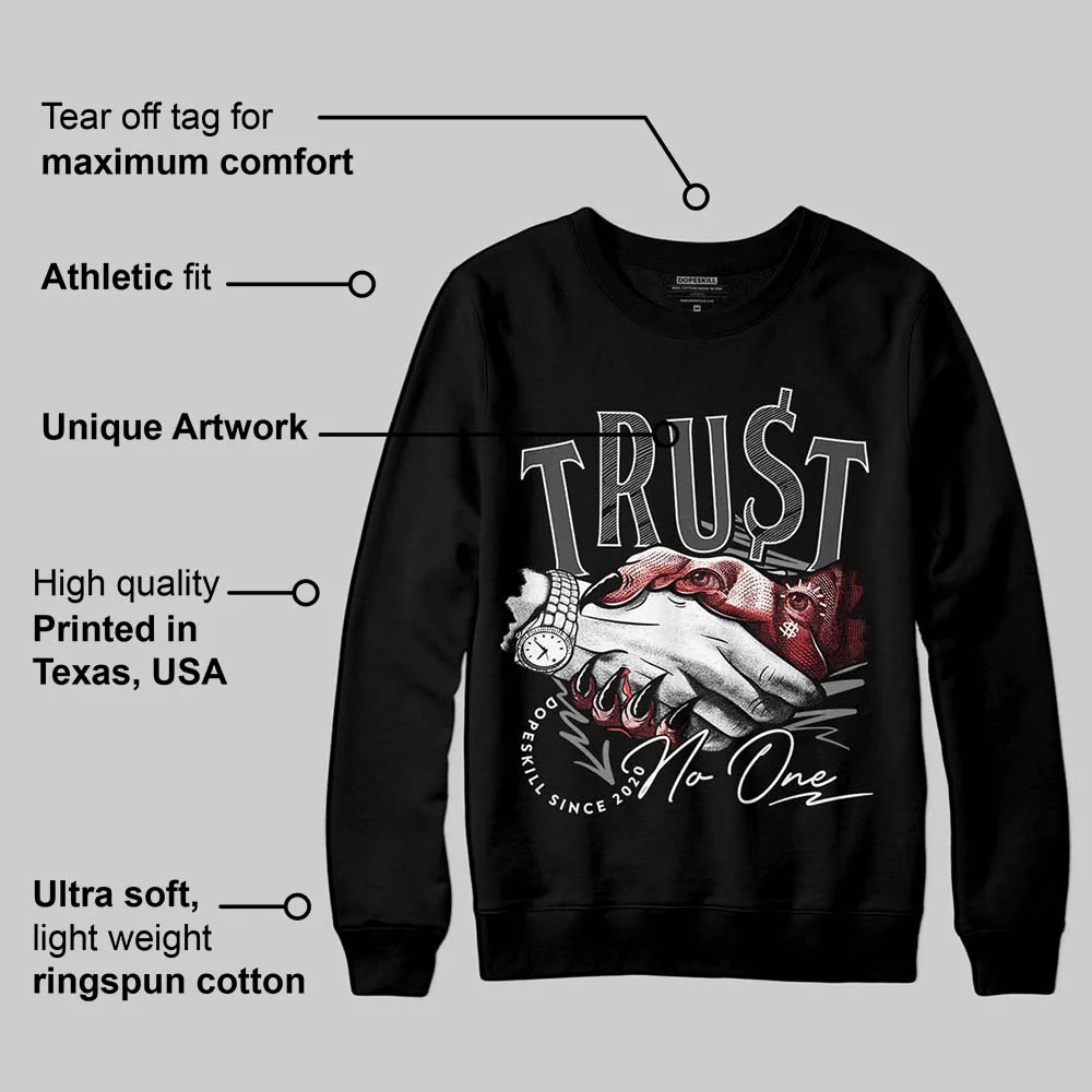 Black Cat 4s DopeSkill Sweatshirt Trust No One Graphic - Image 3