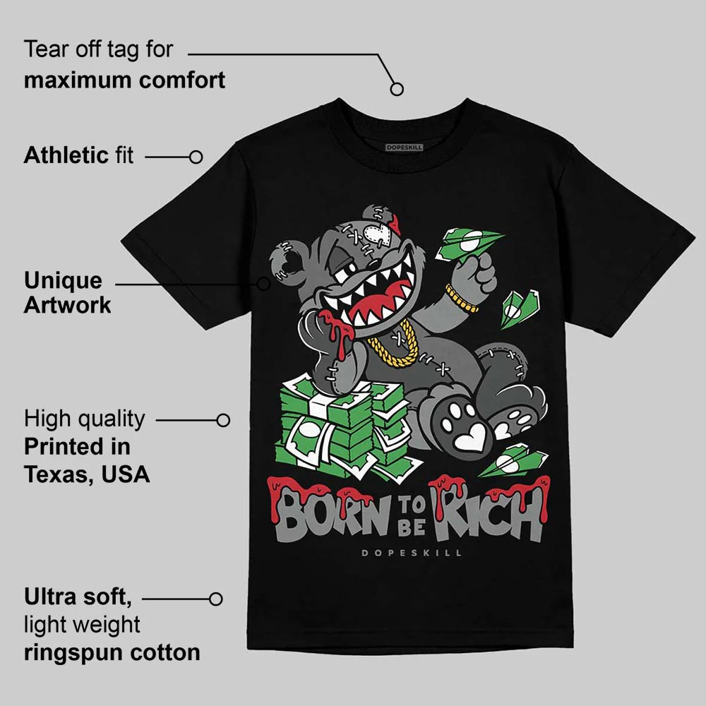 Black Cat 4s DopeSkill T-Shirt Born To Be Rich Graphic - Image 3