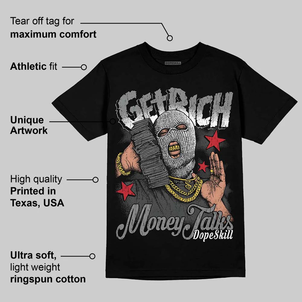 Black Cat 4s DopeSkill T-Shirt Get Rich Graphic - Image 3