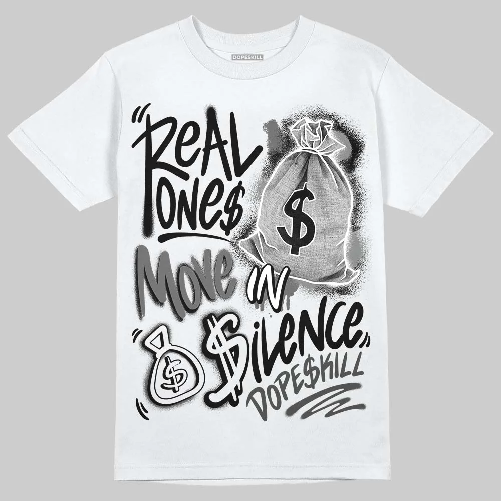 Black Cat 4s DopeSkill T-Shirt Real Ones Move In Silence Graphic - Image 2