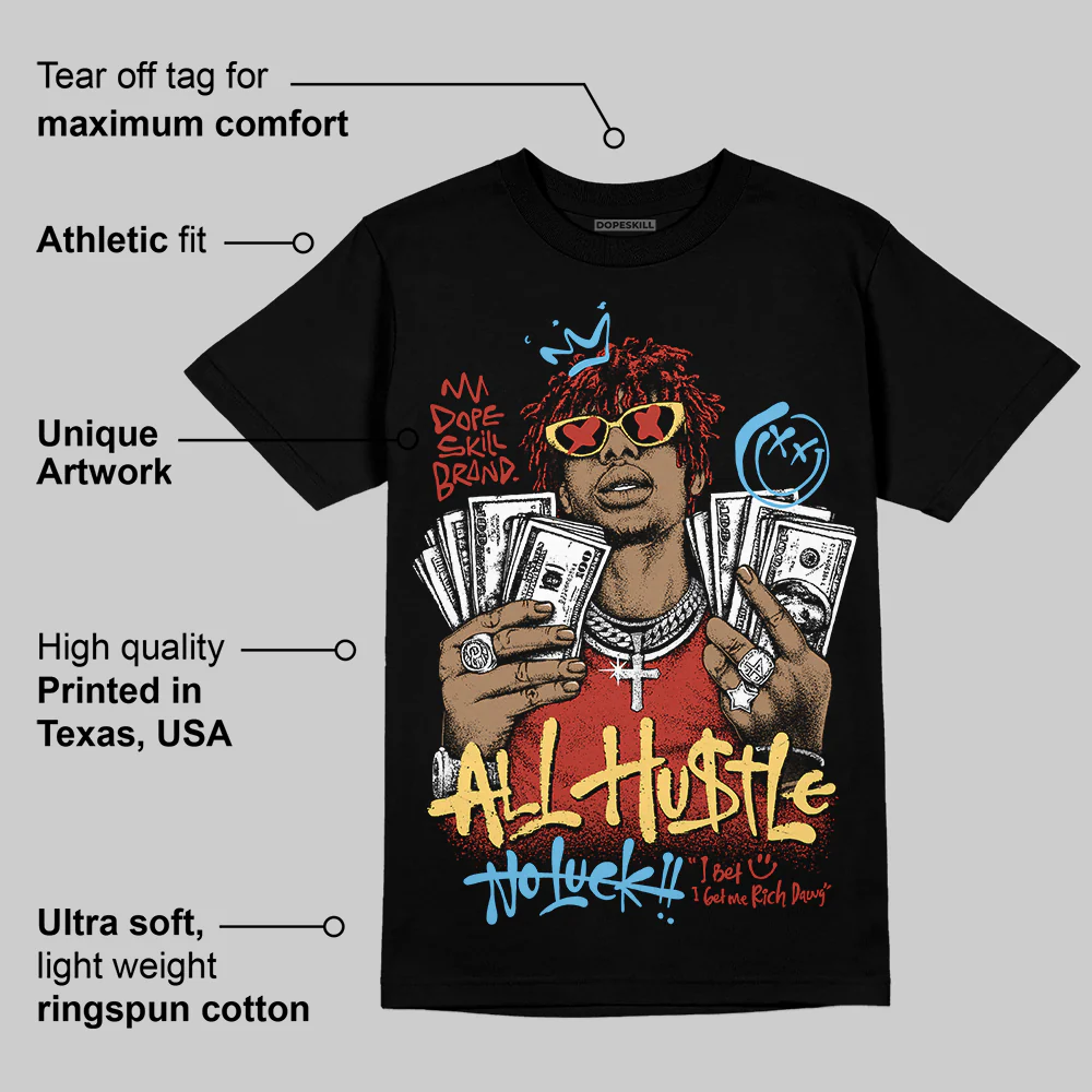 Black/White 'All Hustle No Luck' DopeSkill Graphic T-Shirt - Image 3