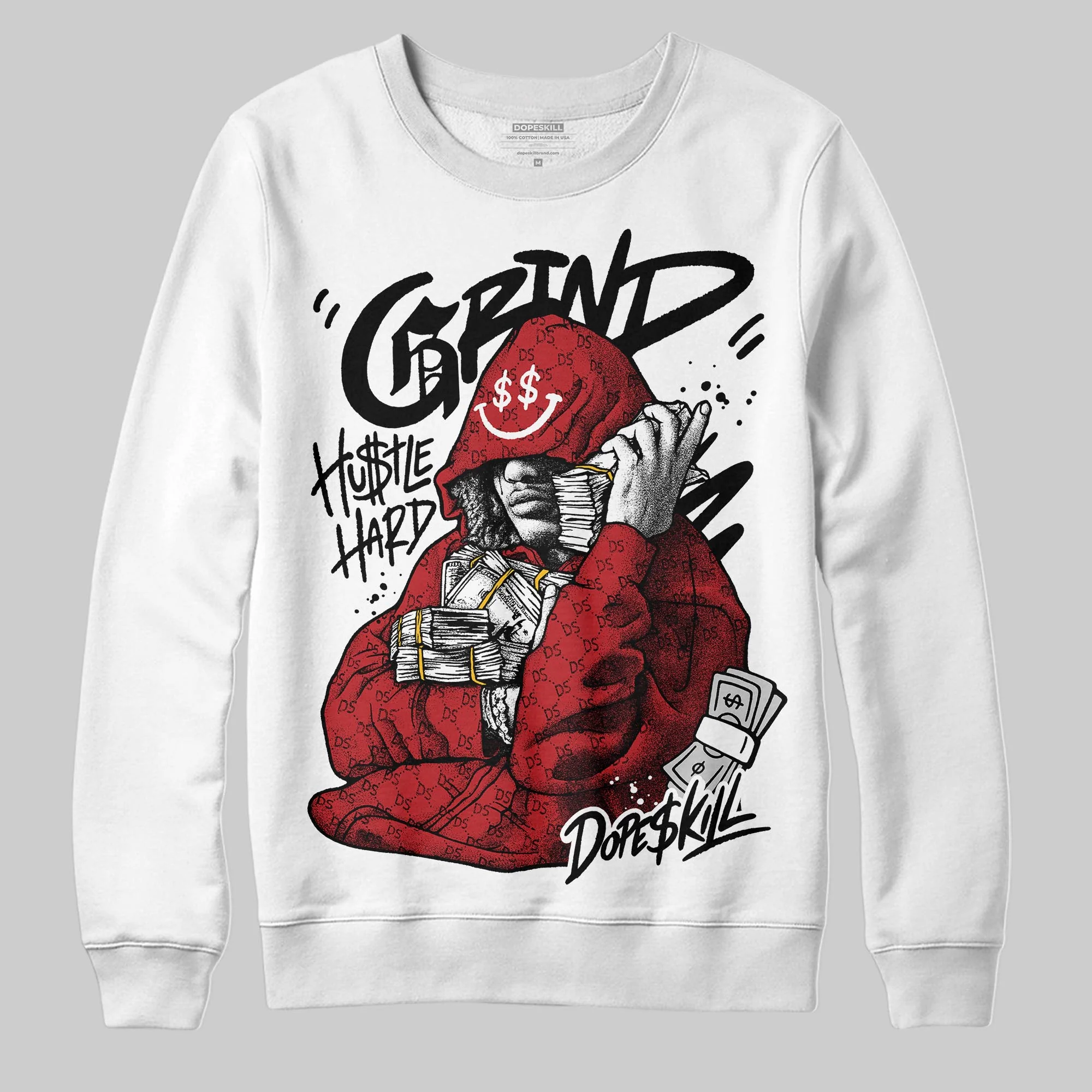 Black/White 'Grind Pray' DopeSkill Graphic Sweatshirt - Image 2