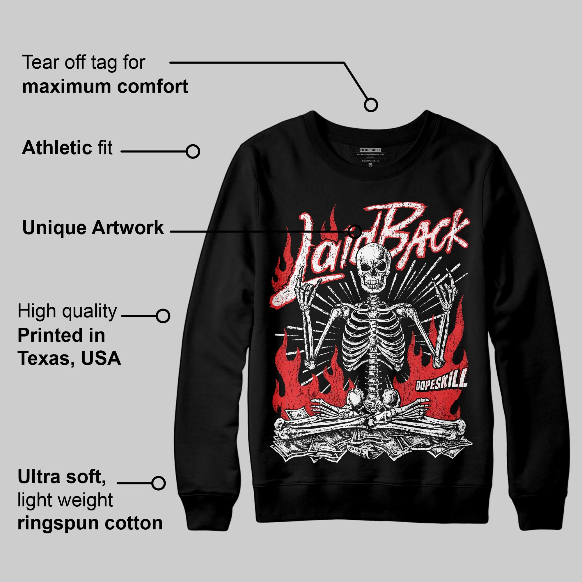 Black/White 'Laid Back' DopeSkill Graphic Sweatshirt - Image 3