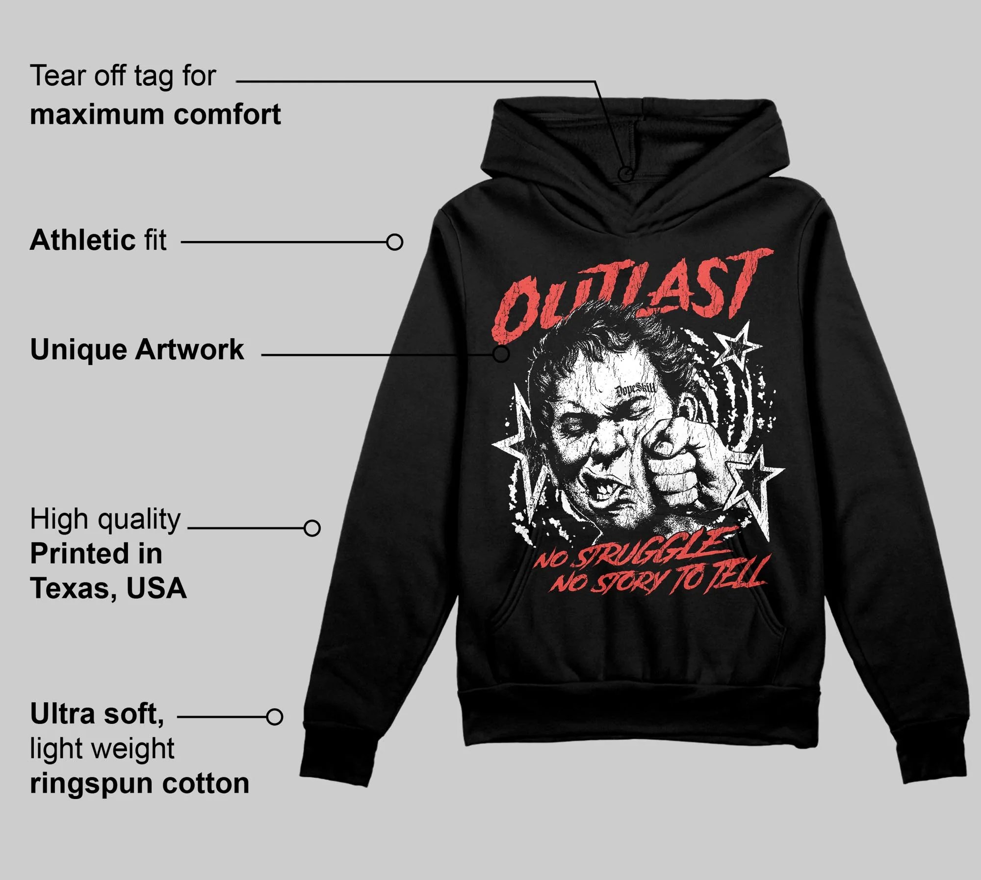 Black/White 'Outlast' DopeSkill Graphic Hoodie - Image 3