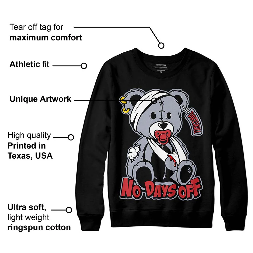 Bred Reimagined 4s DopeSkill Sweatshirt Hurt Bear Graphic - Image 3
