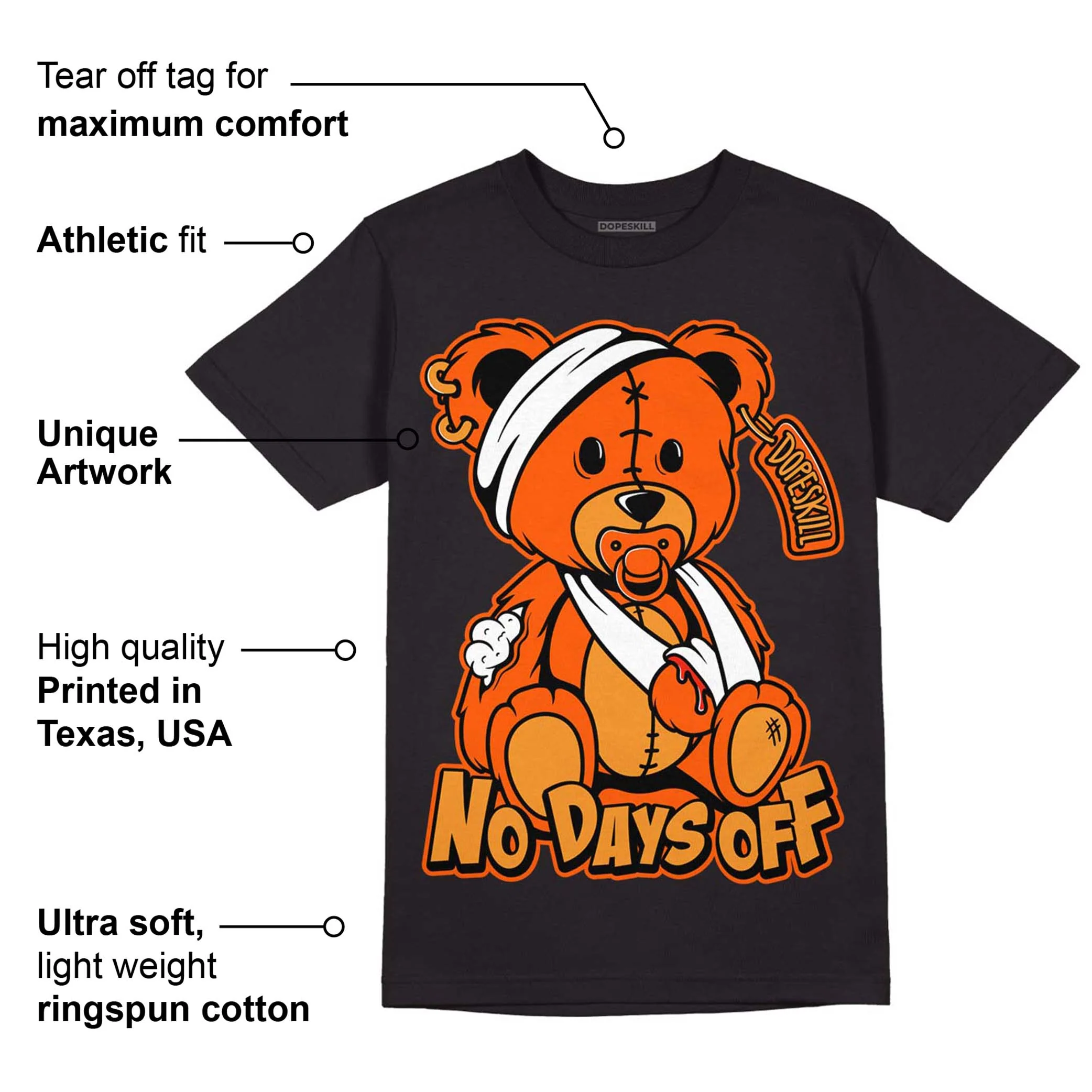 Brilliant Orange 12s DopeSkill T-Shirt Hurt Bear Graphic - Image 3