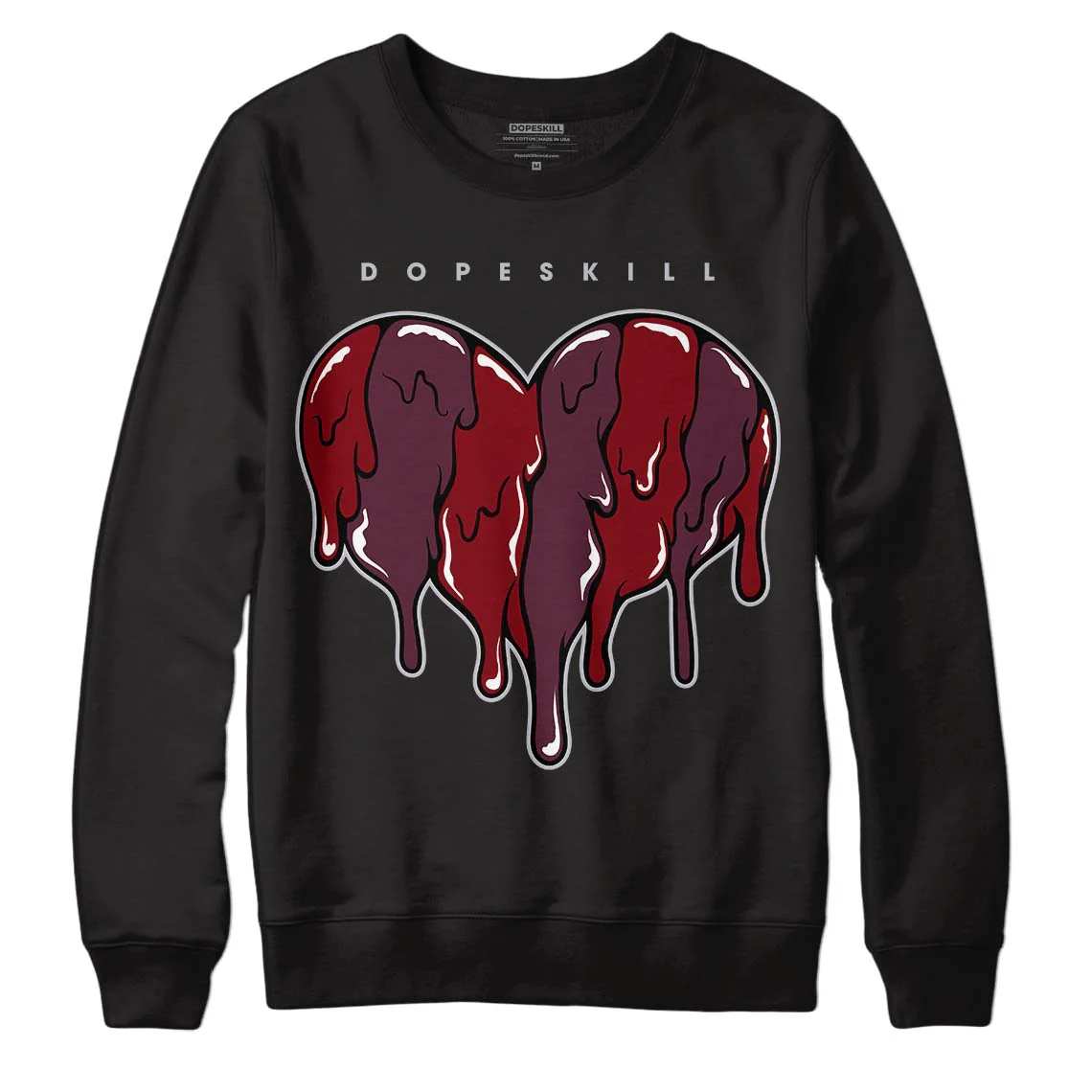 Burgundy 5s DopeSkill Sweatshirt Slime Drip Heart Graphic - Image 2