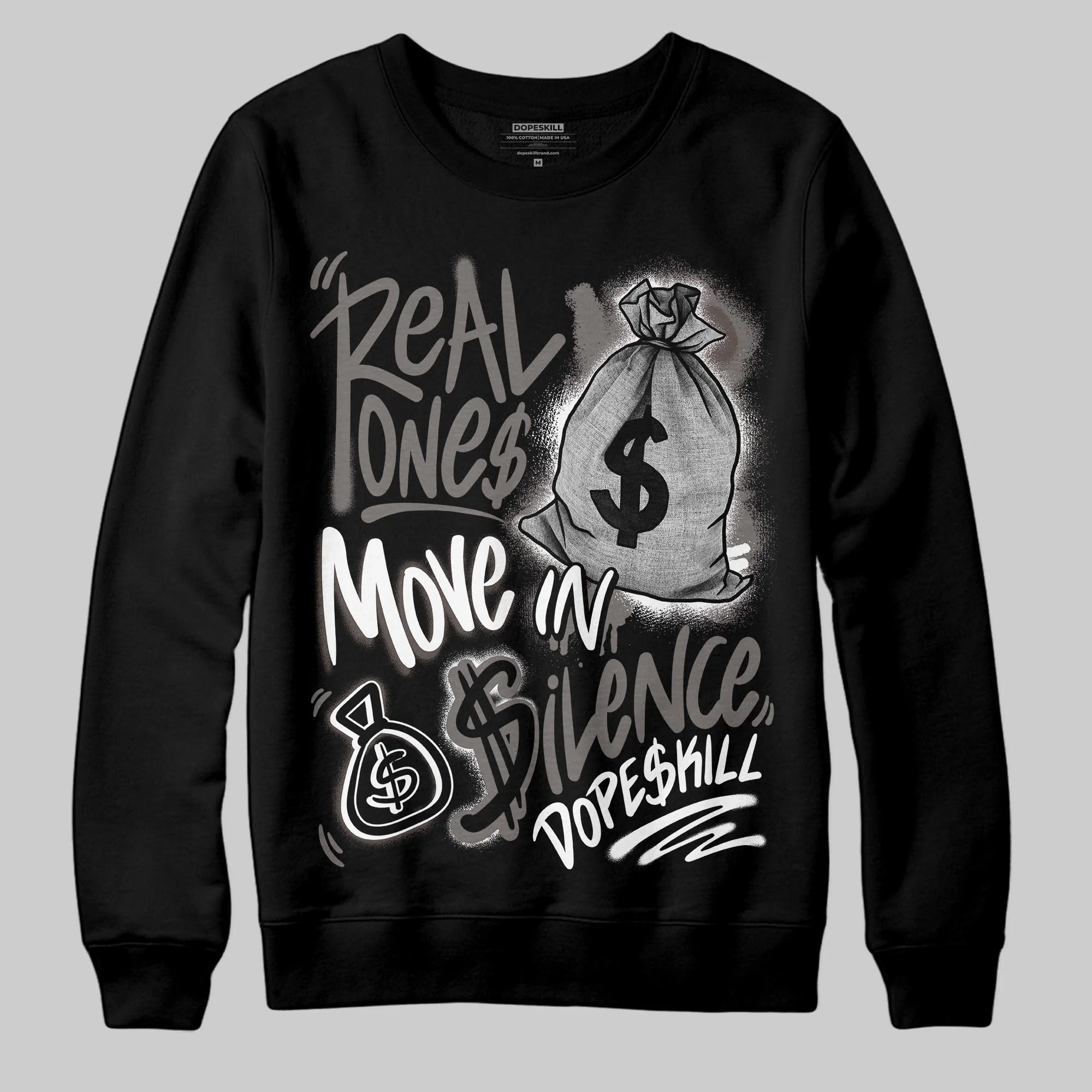 Cave Stone 4s DopeSkill Sweatshirt Real Ones Move In Silence Graphic - Image 2
