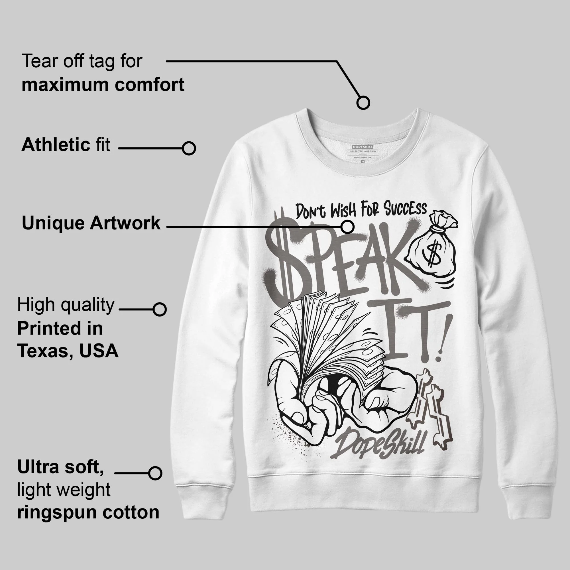 Cave Stone 4s DopeSkill Sweatshirt Speak It Graphic - Image 3