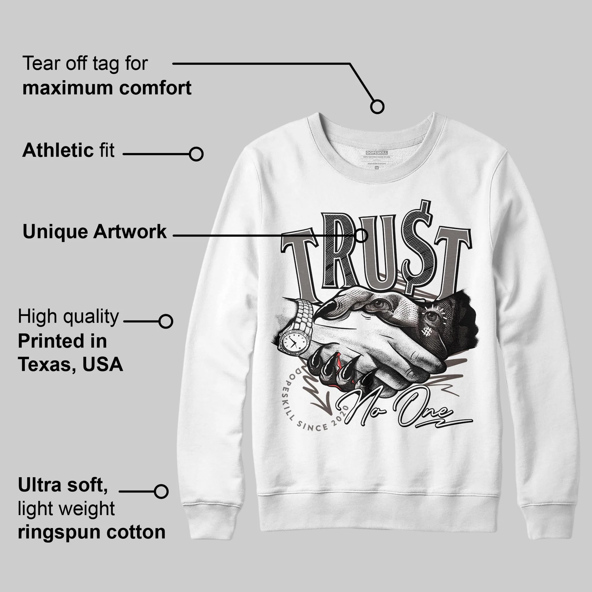 Cave Stone 4s DopeSkill Sweatshirt Trust No One Graphic - Image 3