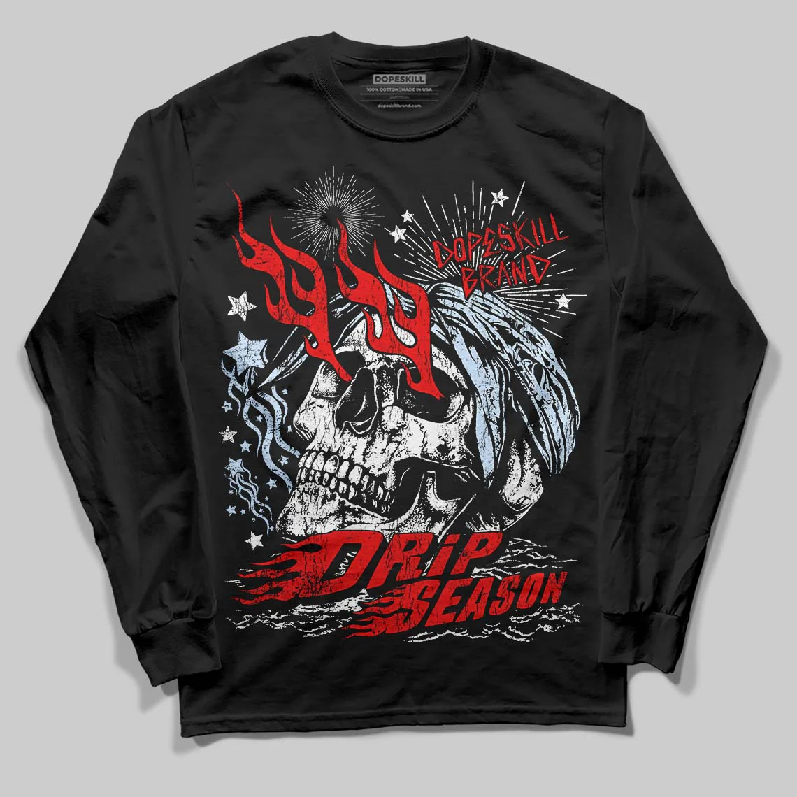 Cherry 11s DopeSkill Long Sleeve T-Shirt Drip Season Graphic - Image 2