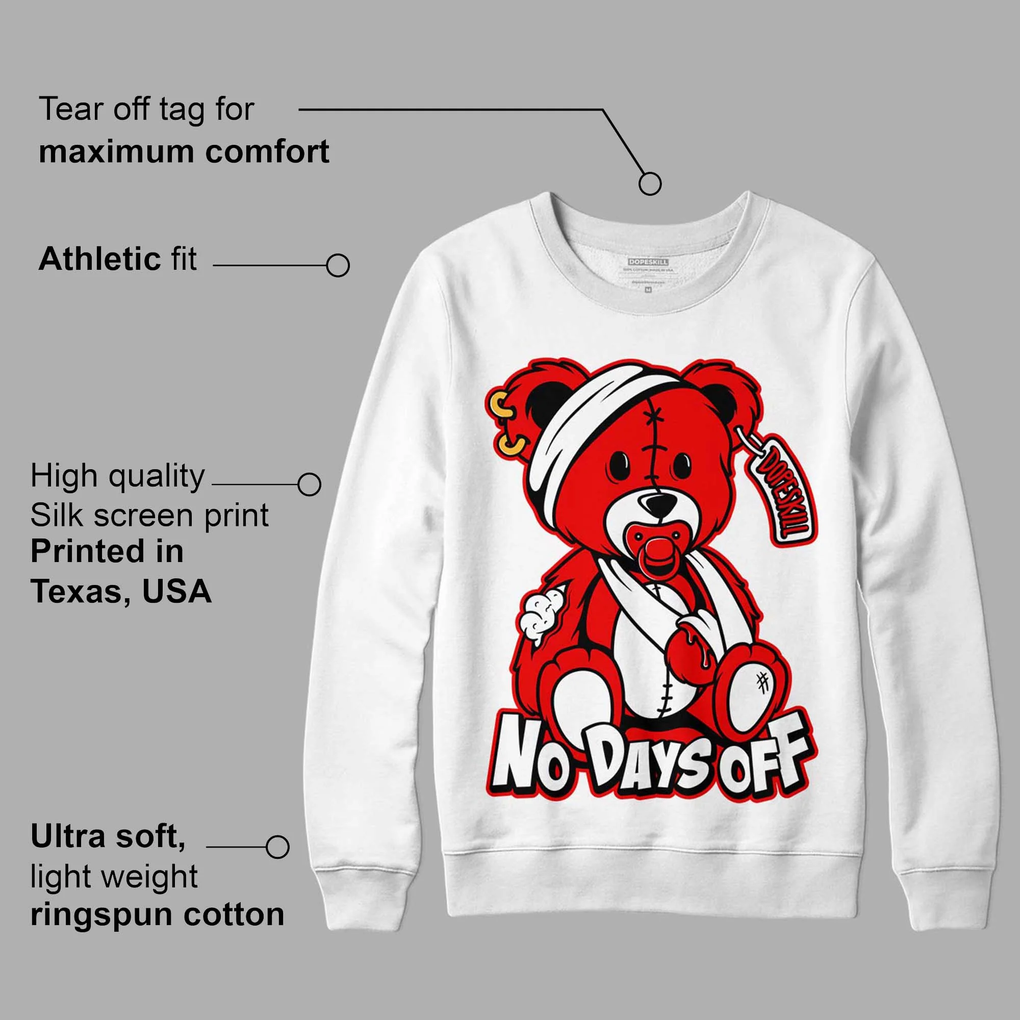 Cherry 11s DopeSkill Sweatshirt Hurt Bear Graphic - Image 3