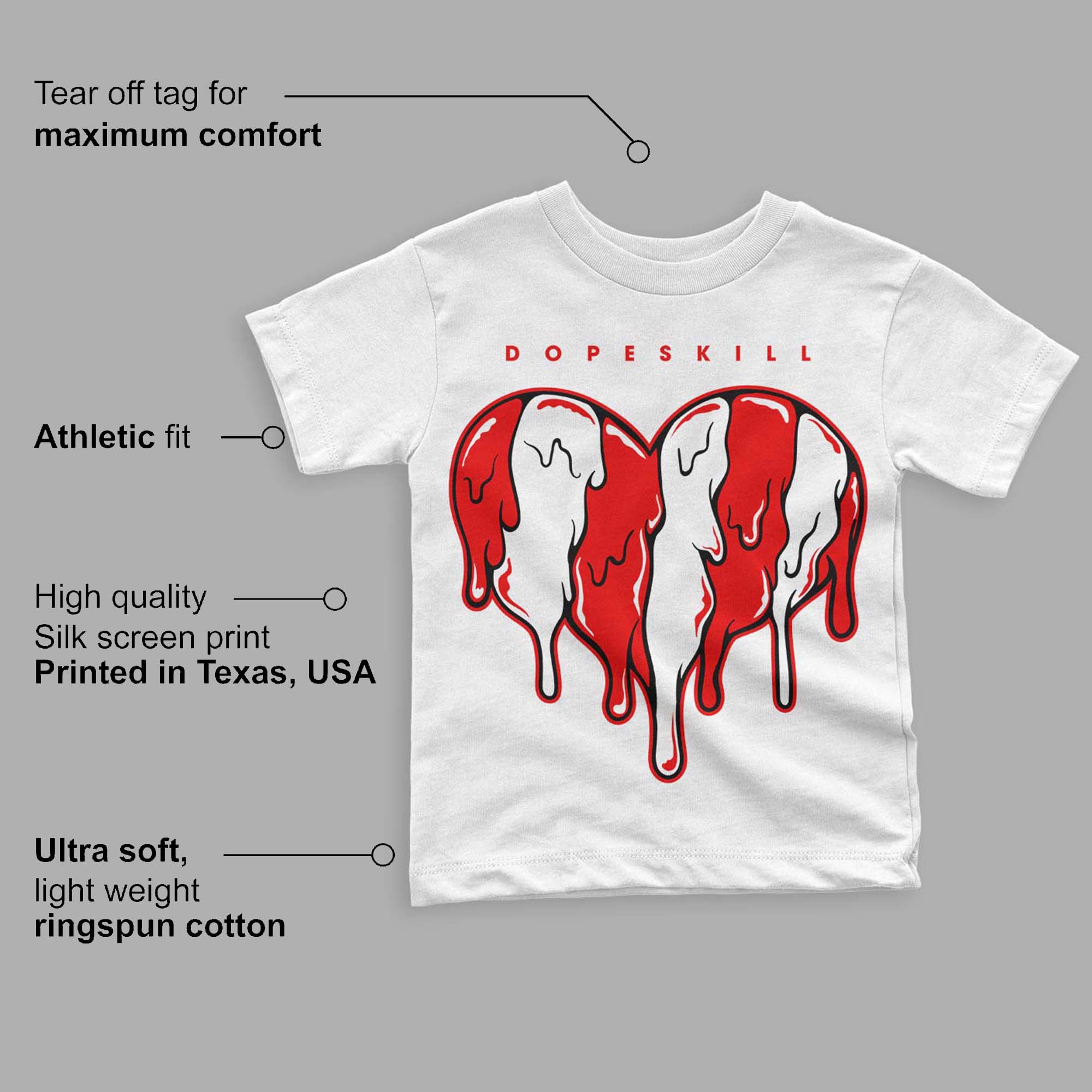 Cherry 11s  DopeSkill Toddler Kids T-shirt Slime Drip Heart Graphic - Image 3
