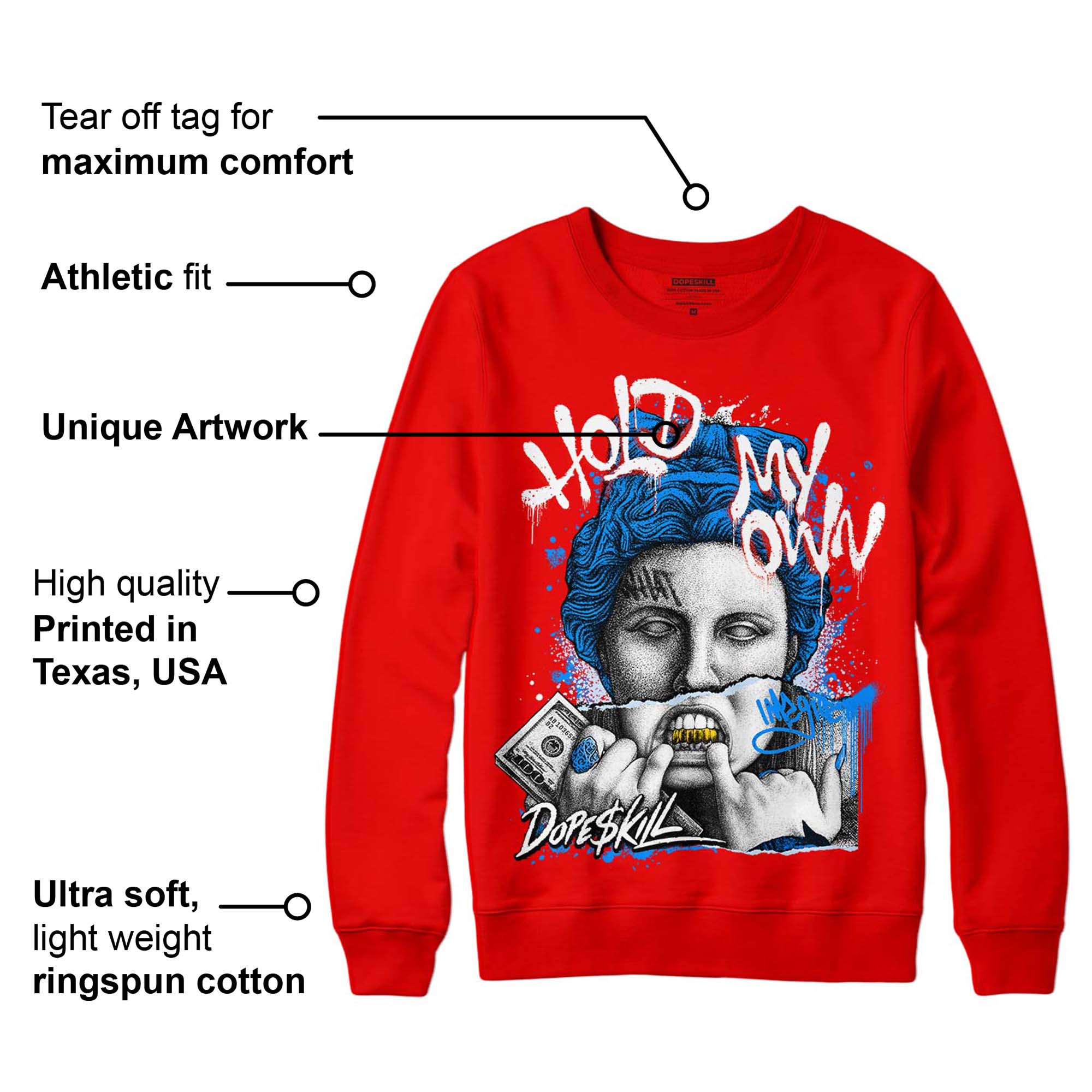Cherry 11s DopeSkill Varsity Red Sweatshirt Hold My Own Graphic - Image 2