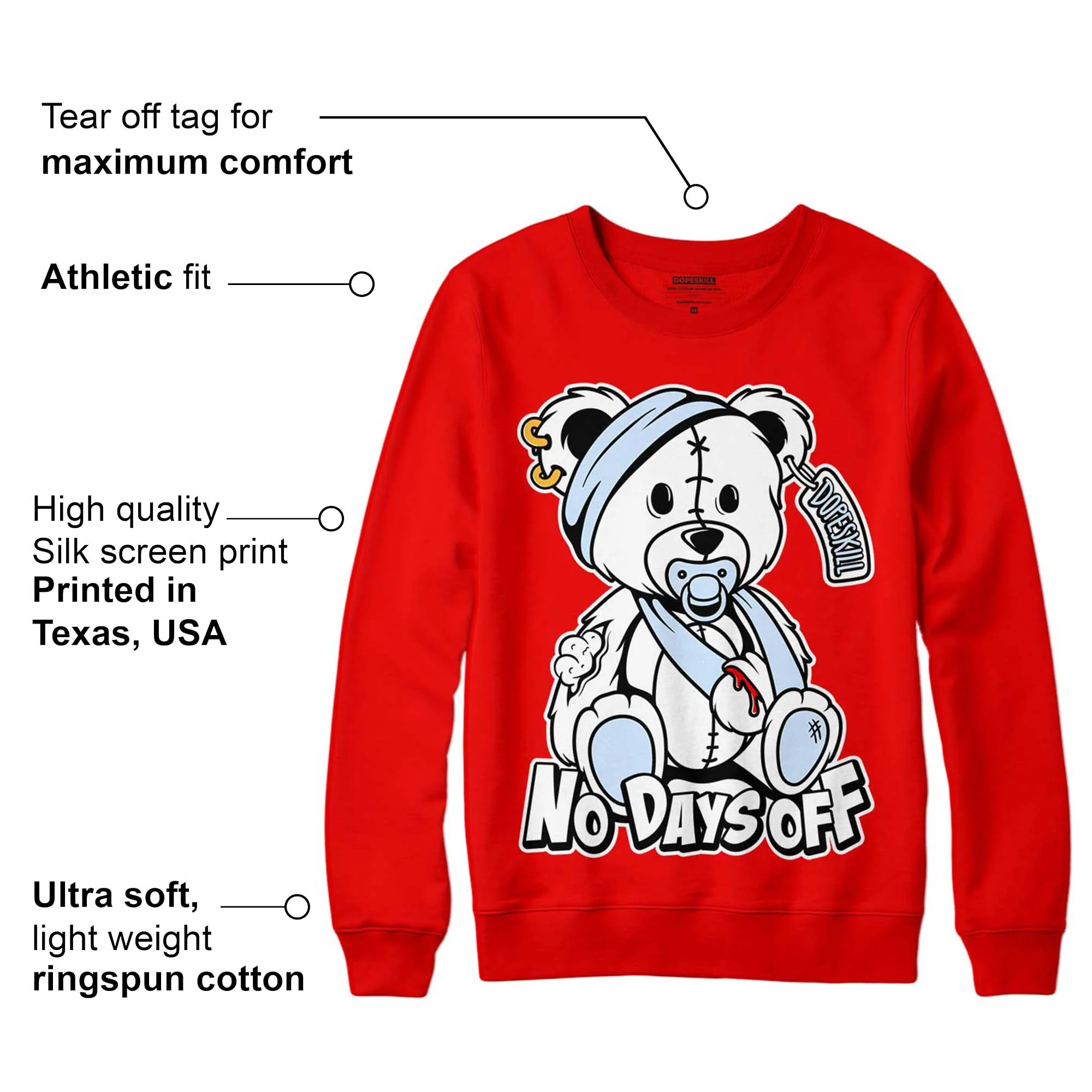 Cherry 11s DopeSkill Varsity Red Sweatshirt Hurt Bear Graphic - Image 2