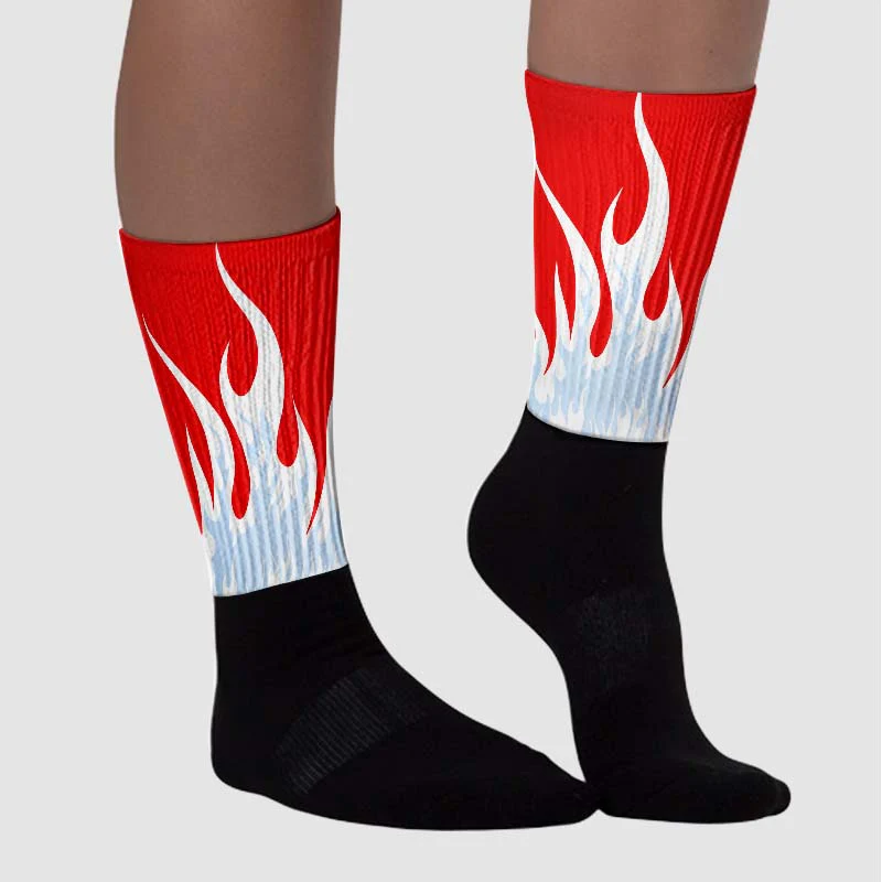Cherry 11s Sublimated Socks FIRE Graphic - Image 3