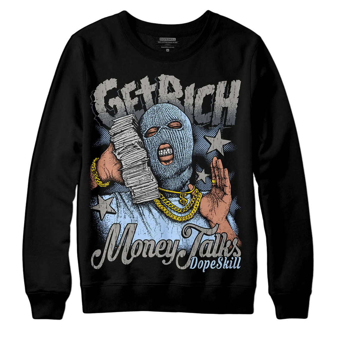 Cool Grey 11s DopeSkill Sweatshirt Get Rich Graphic - Image 2