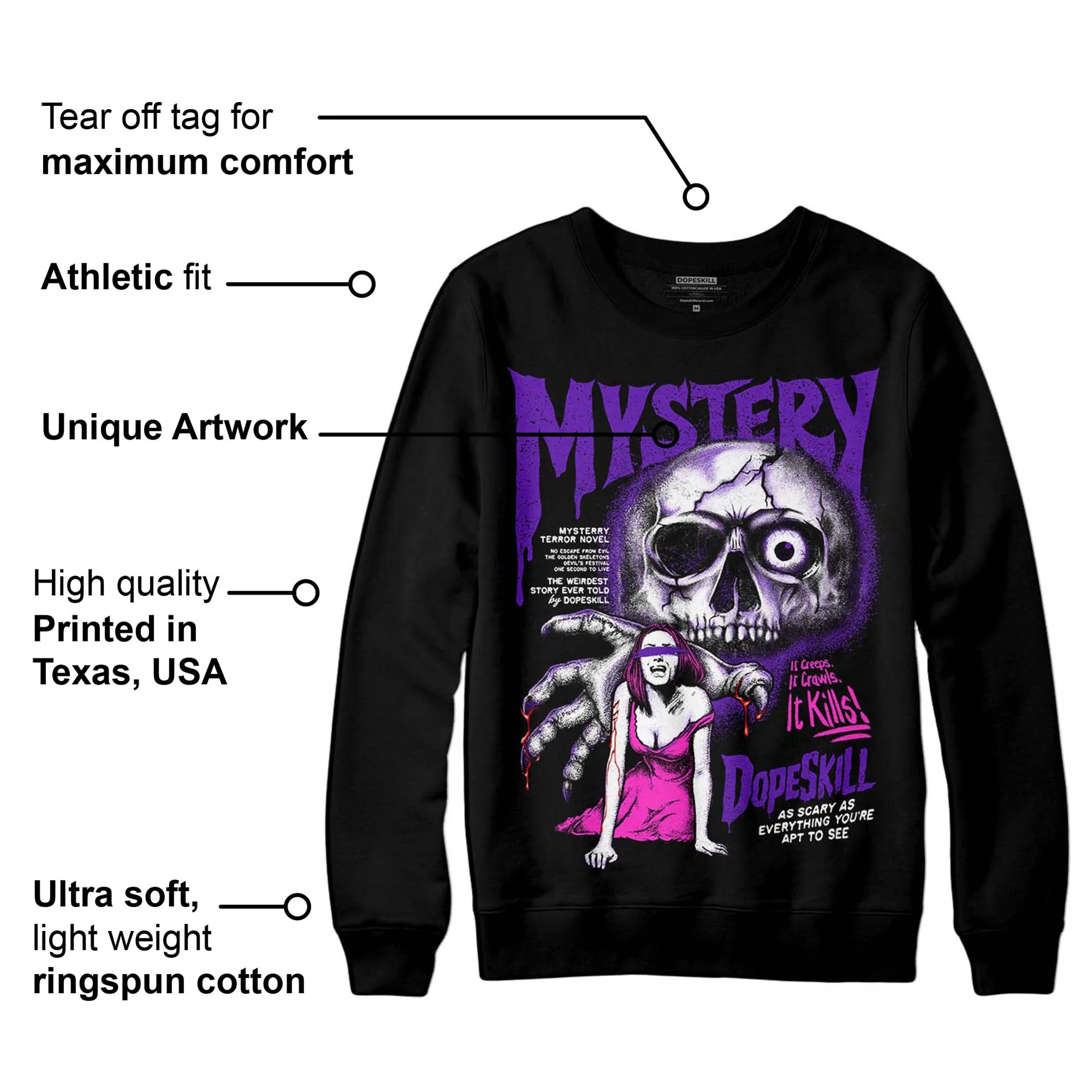 Court Purple 13s DopeSkill Sweatshirt Mystery Ghostly Grasp Graphic - Image 3
