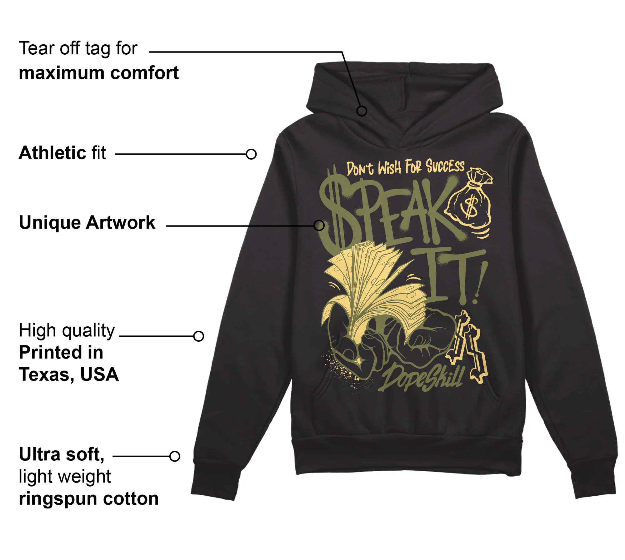 Craft Olive 4s DopeSkill Hoodie Sweatshirt Speak It Graphic - Image 3