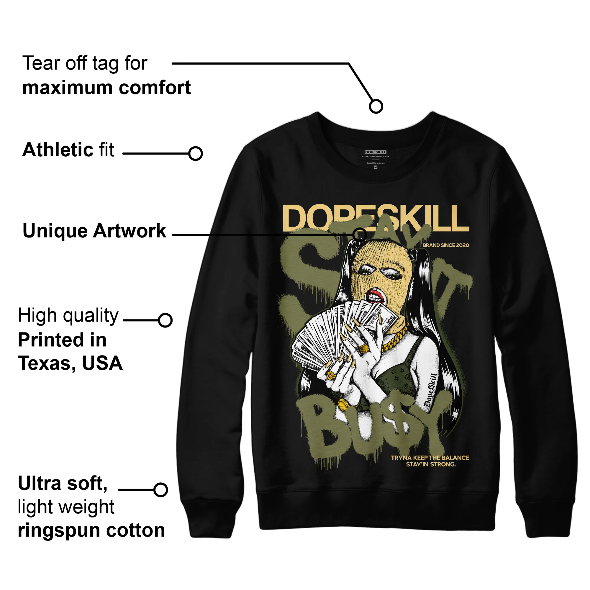 Craft Olive 4s DopeSkill Sweatshirt Stay It Busy Graphic - Image 3