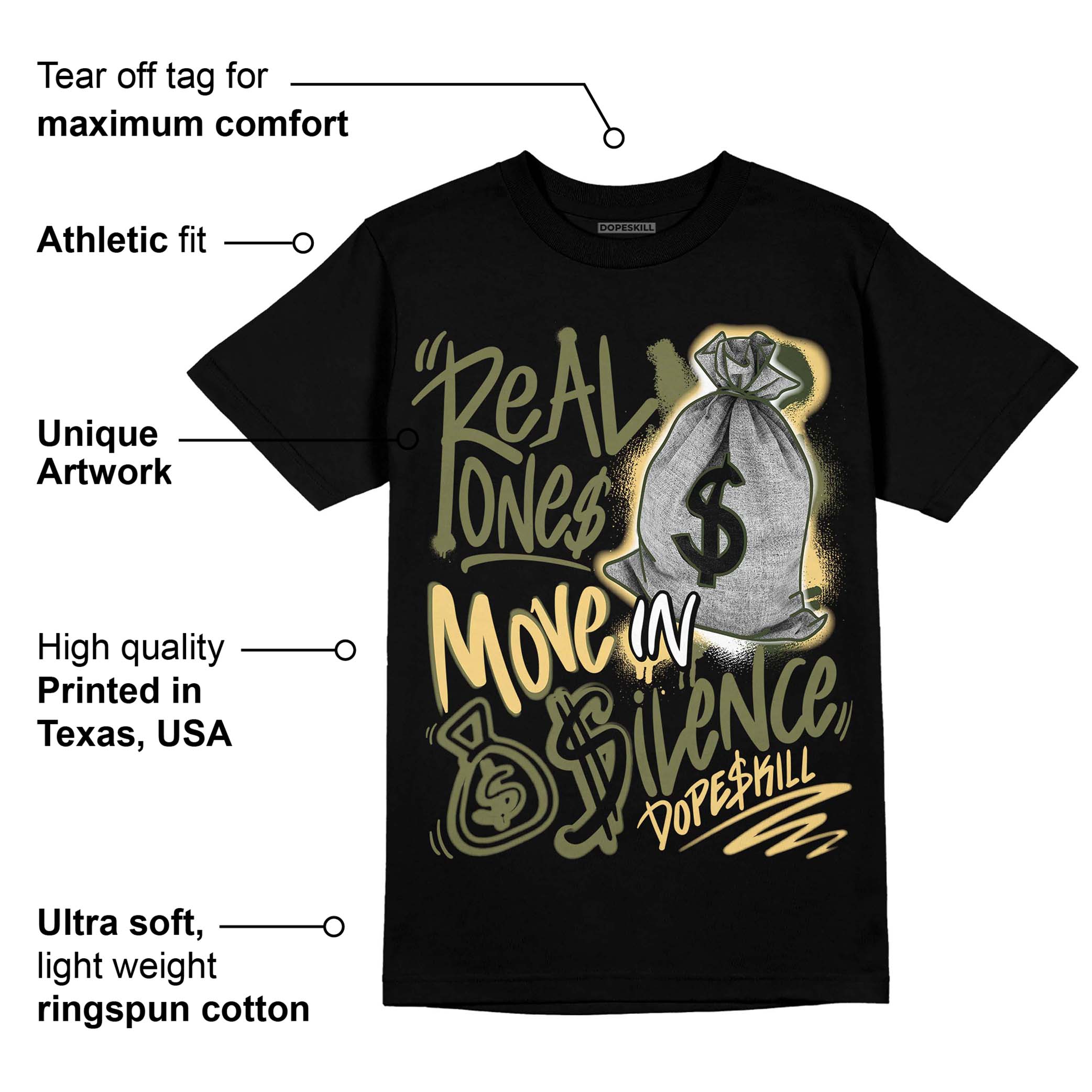 Craft Olive 4s DopeSkill T-Shirt Real Ones Move In Silence Graphic - Image 3