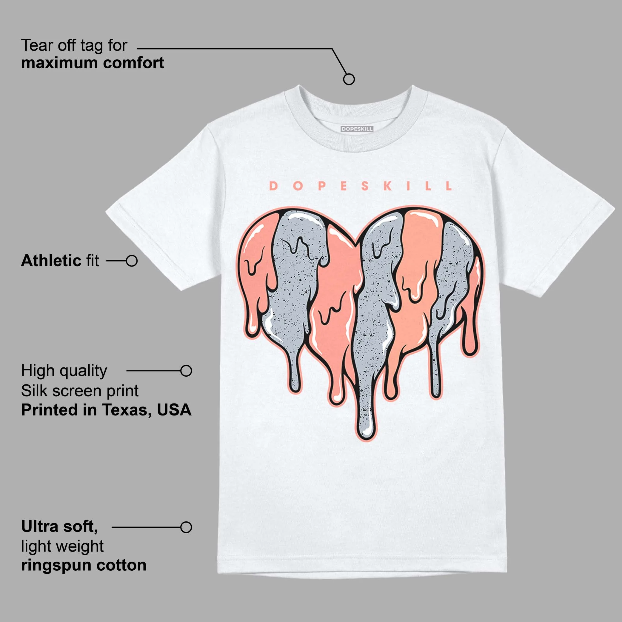 Crimson Bliss 5s DopeSkill T-Shirt Slime Drip Heart Graphic - Image 3