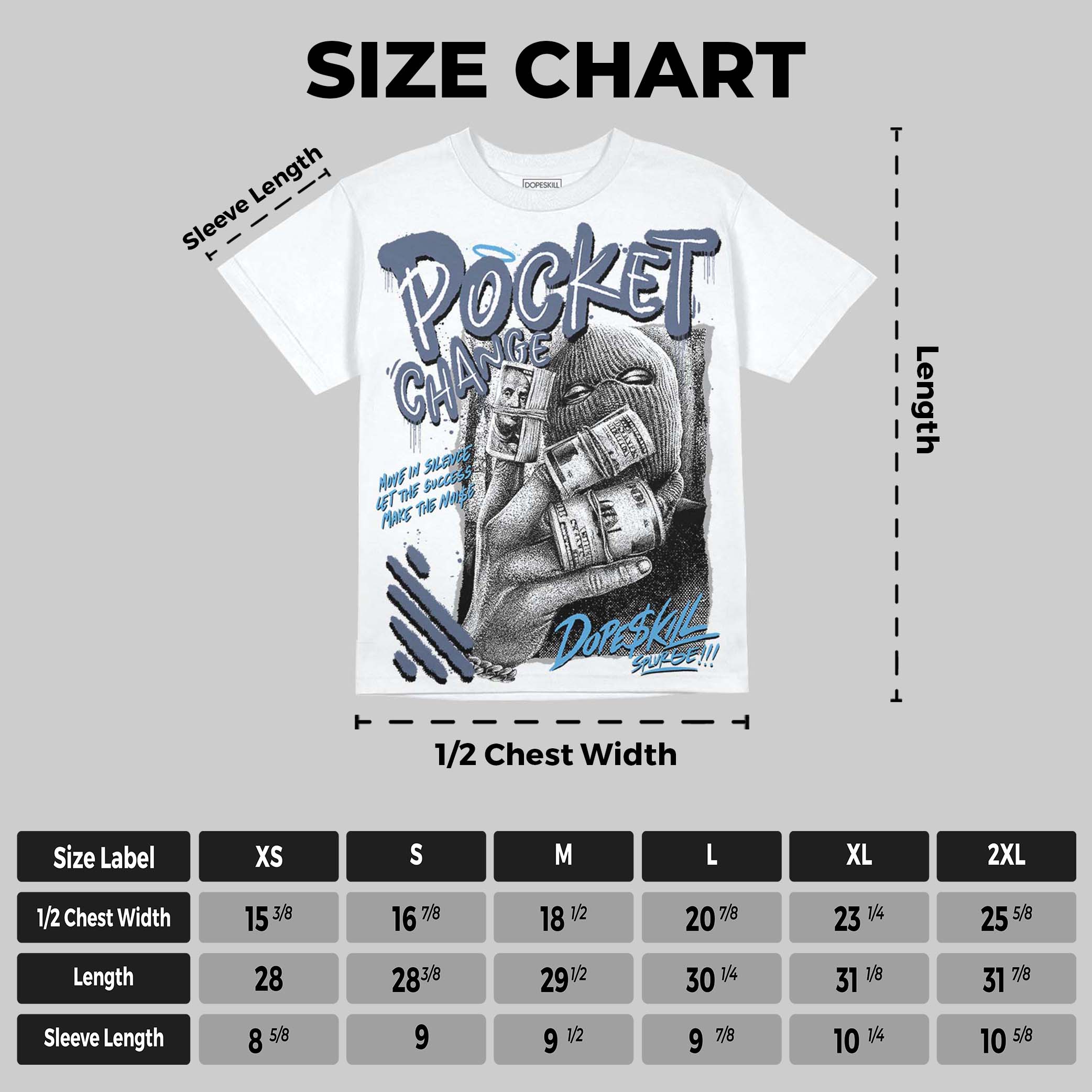 Diffused Blue 11s DopeSkill Oversize Print T-Shirt Pocket Change Graphic - Image 2