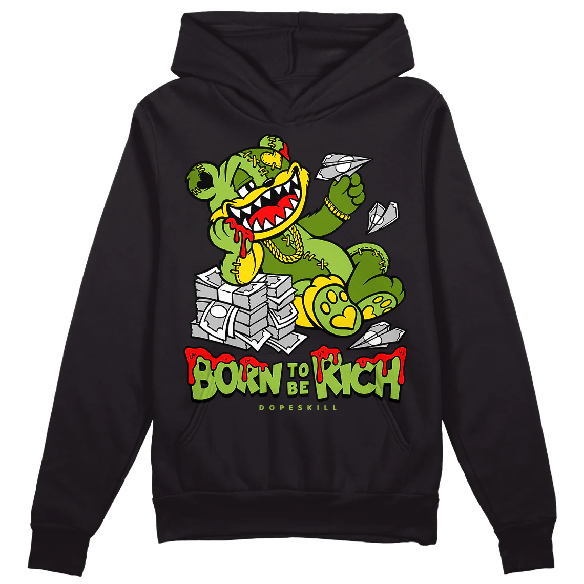 Dunk 'Chlorophyll' DopeSkill Hoodie Sweatshirt Born To Be Rich Graphic - Image 2
